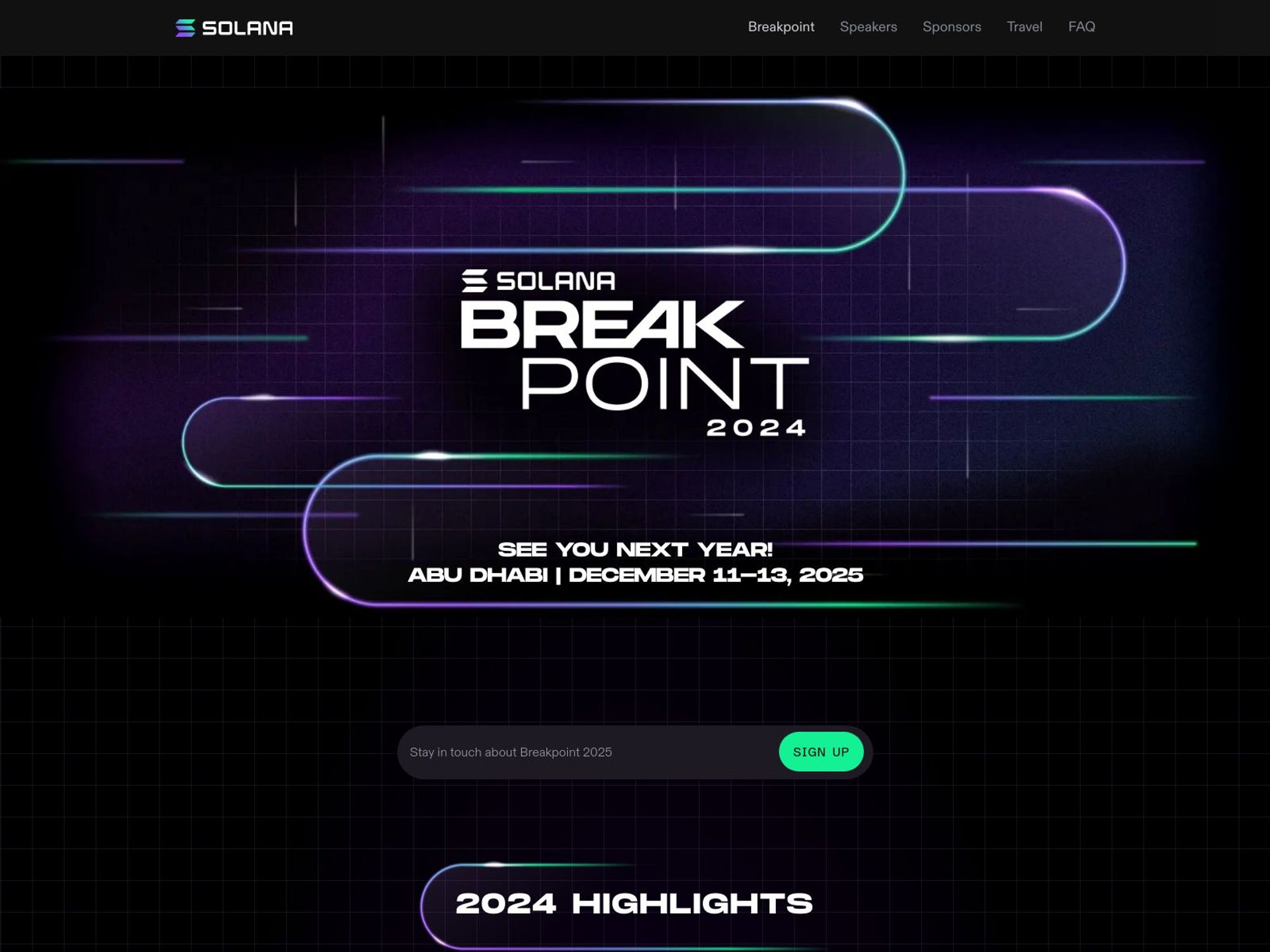 Solana Breakpoint 2025 website