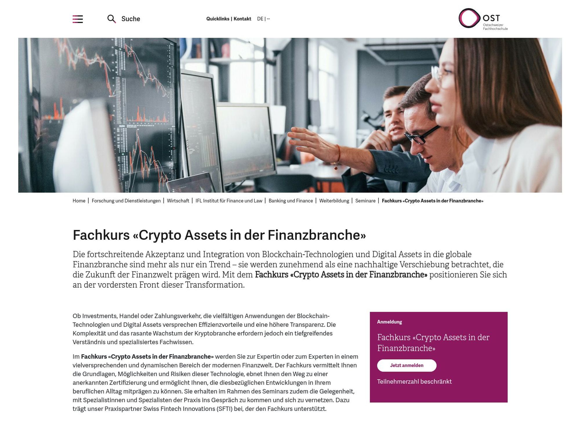 Fachkurs Crypto Assets in der Finanzbranche website