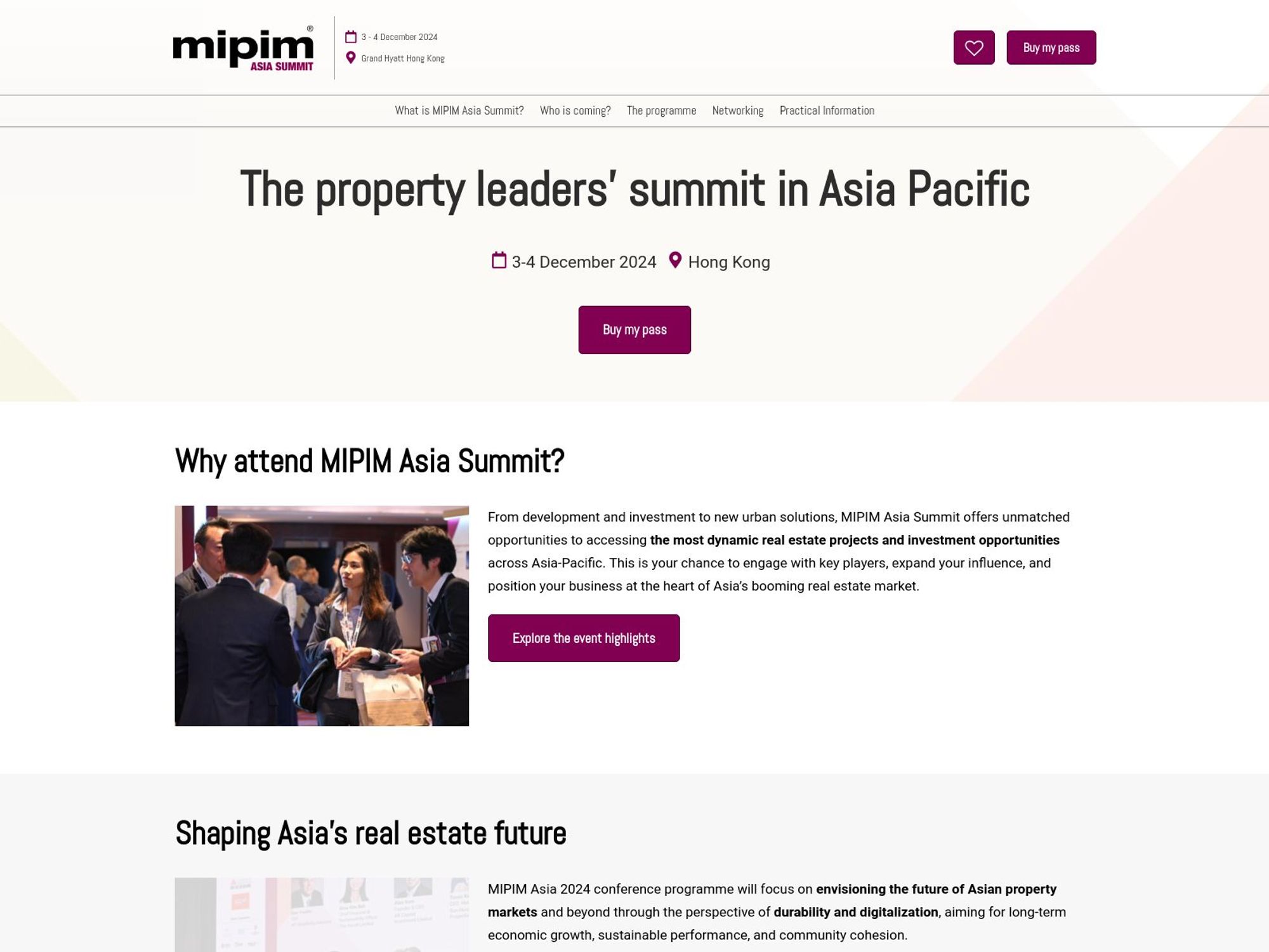 MIPIM Asia Summit 2024 website