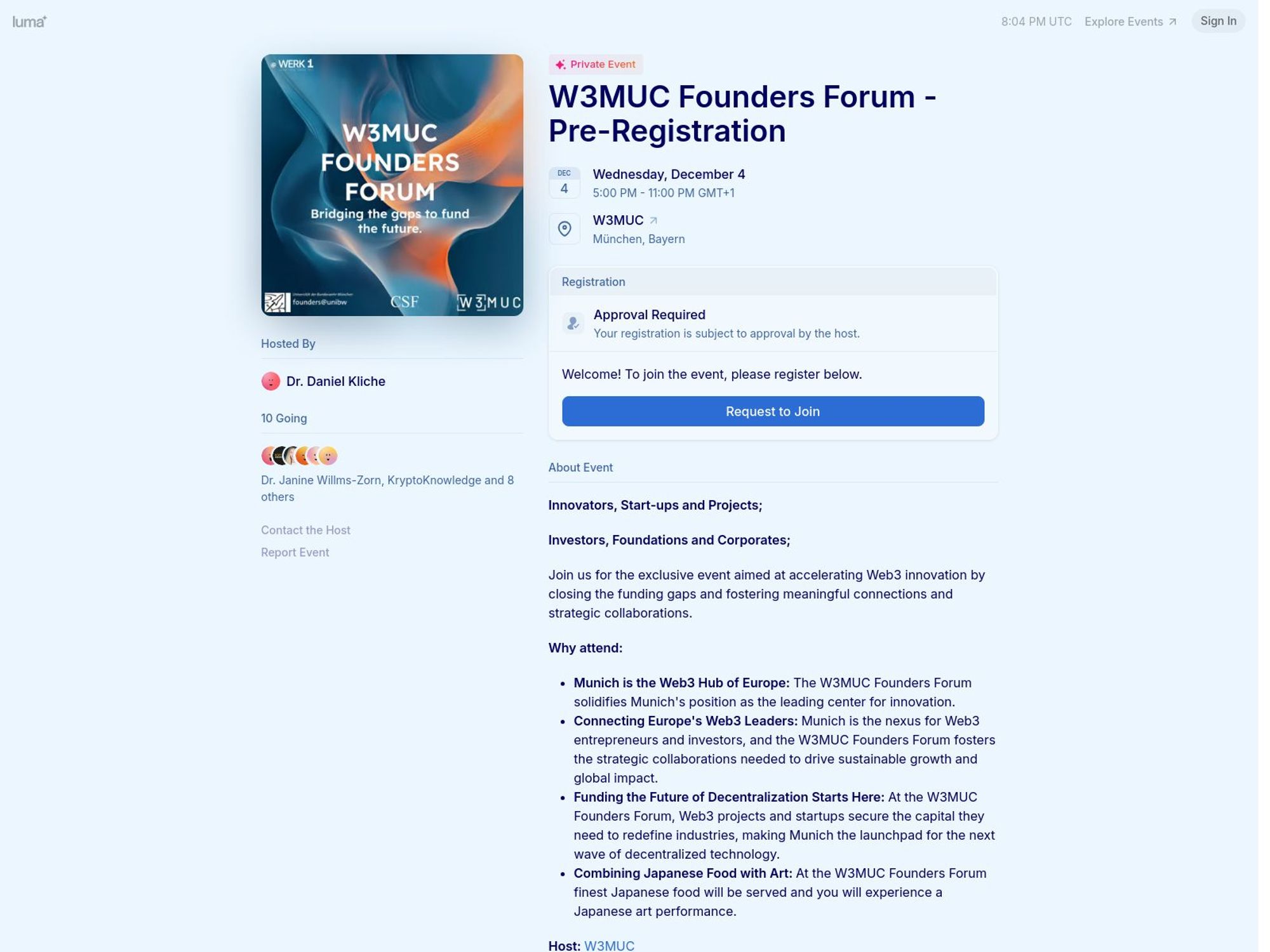 W3MUC Founders Forum website