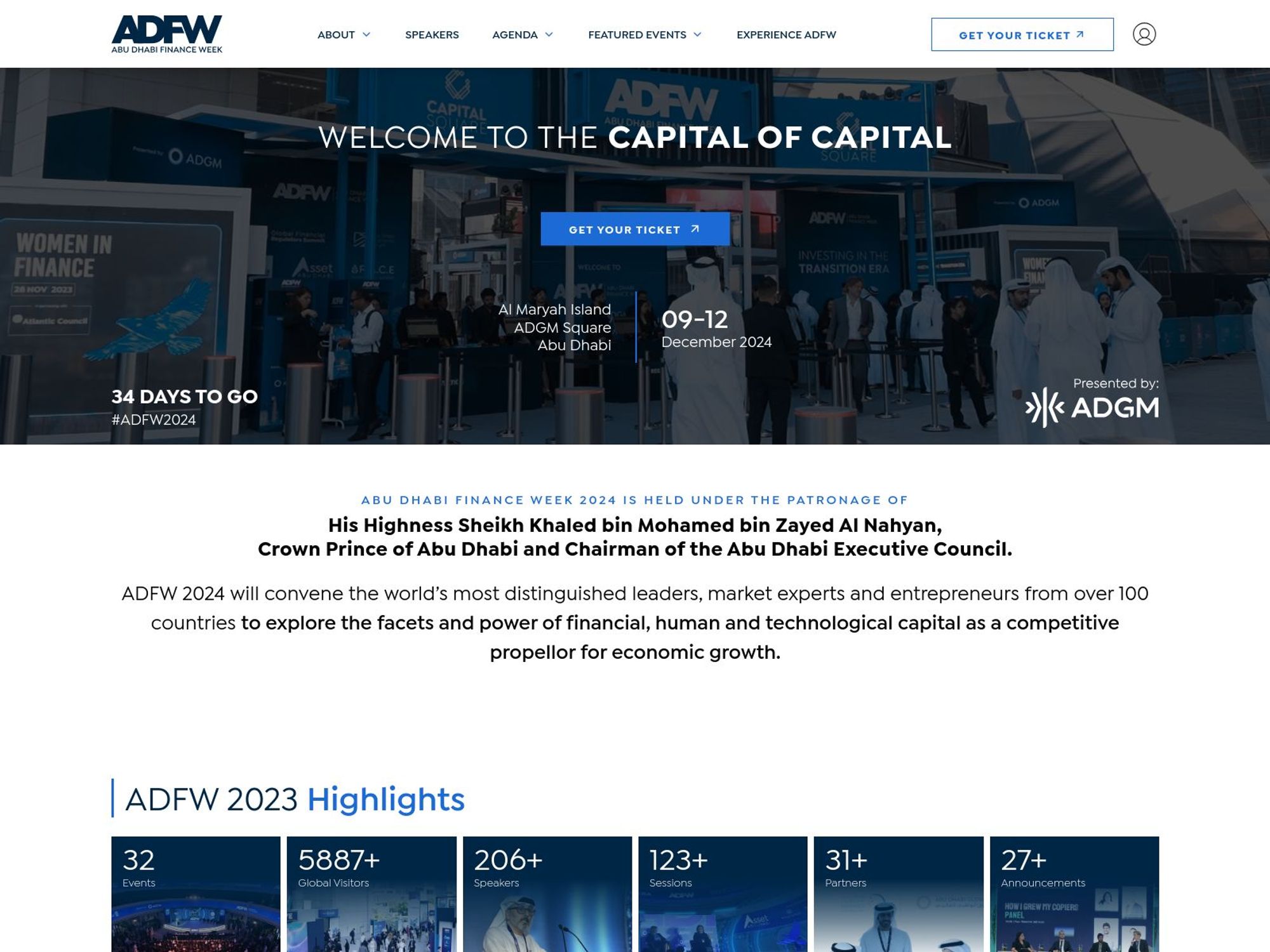 ADFW 2024 - Abu Dhabi Finance Week website