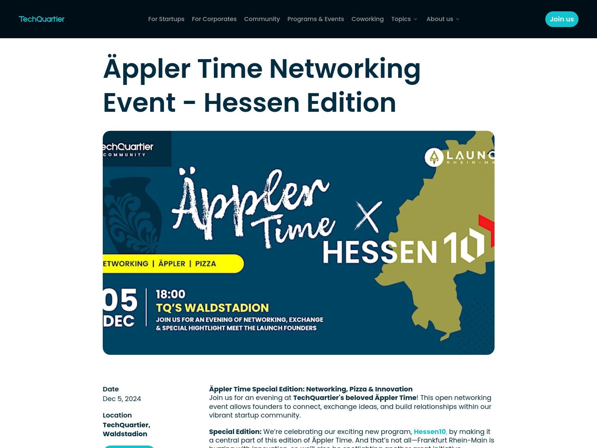 Äppler Time Networking Event - Hessen Edition website