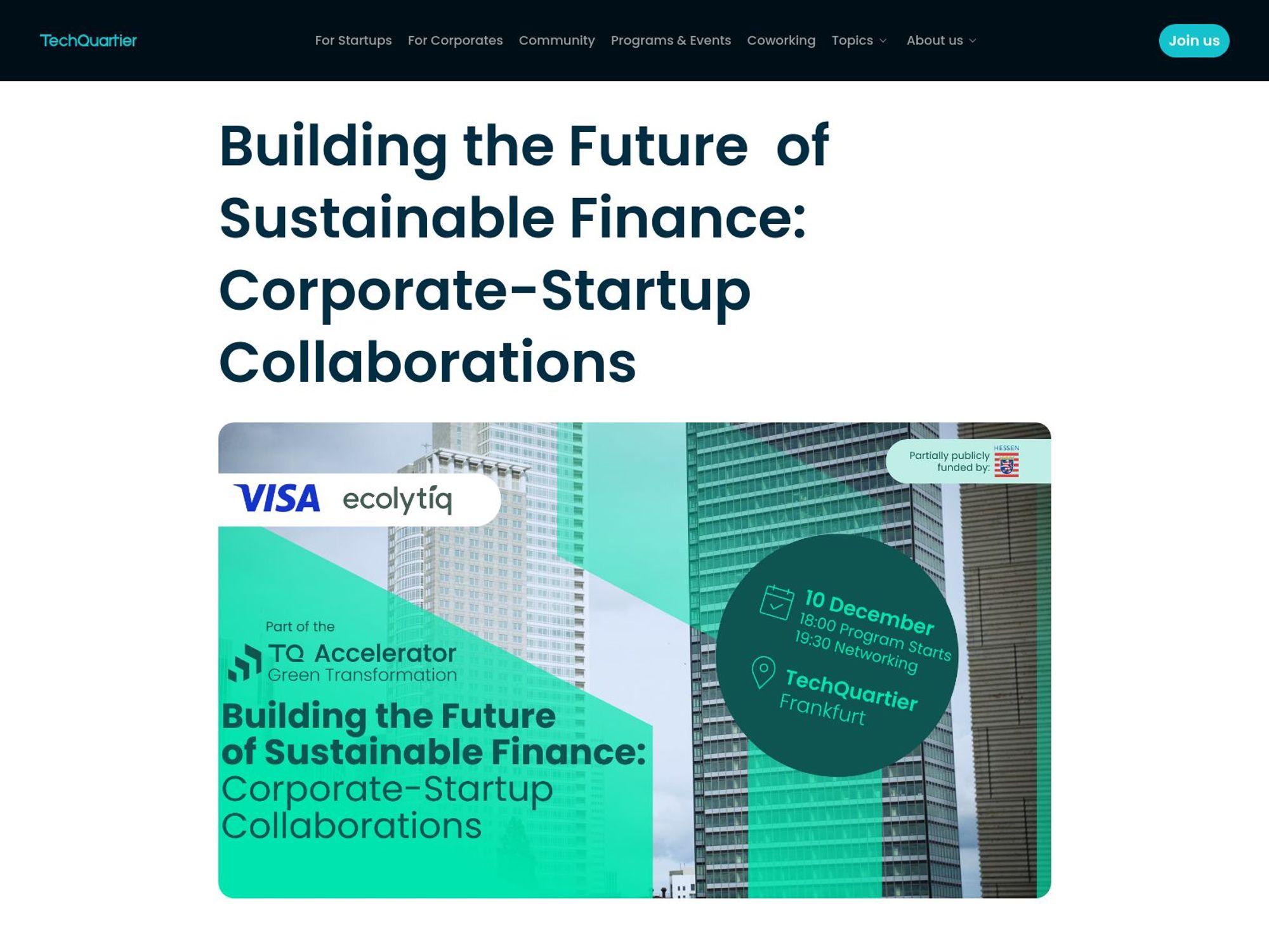 Building the Future of Sustainable Finance: Corporate-Startup Collaborations website