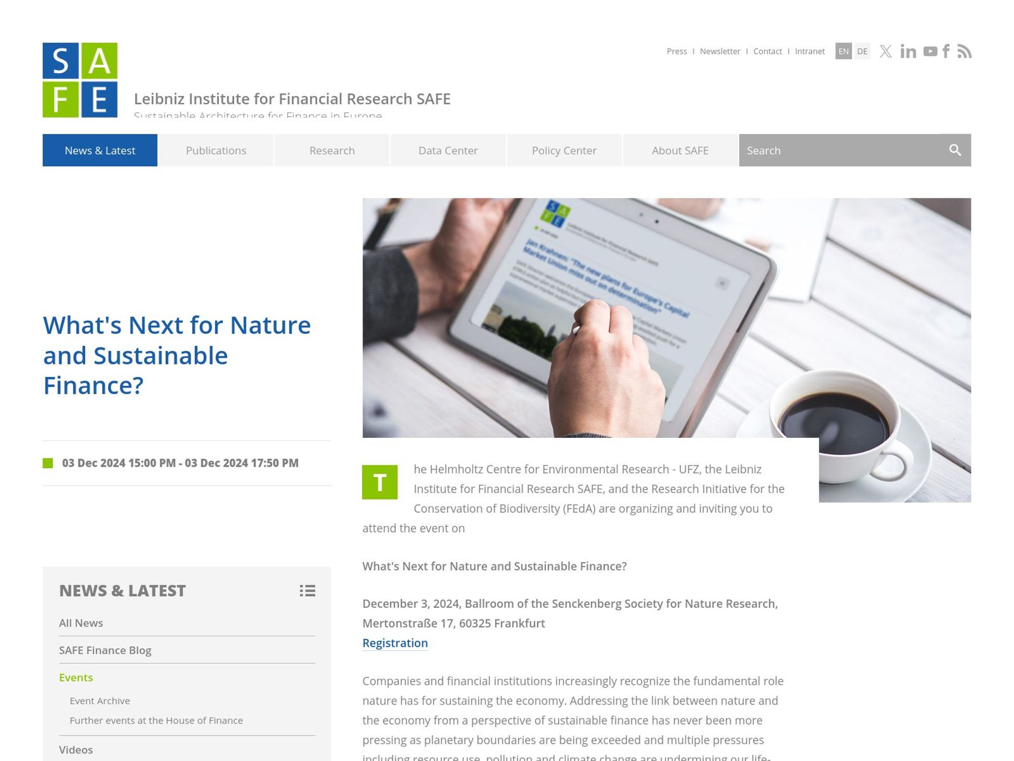 What's Next for Nature and Sustainable Finance? website