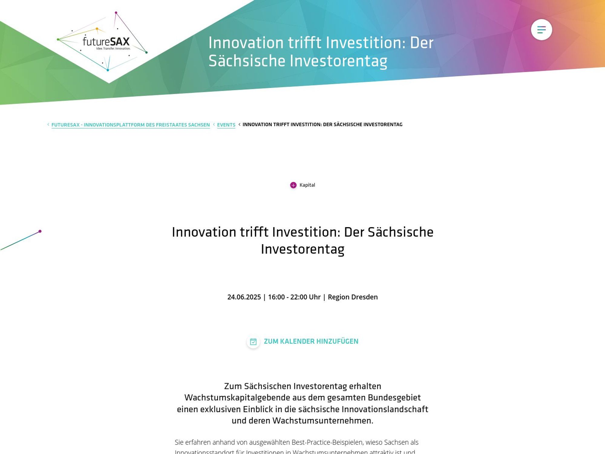 Sächsischer Investorentag 2025 website