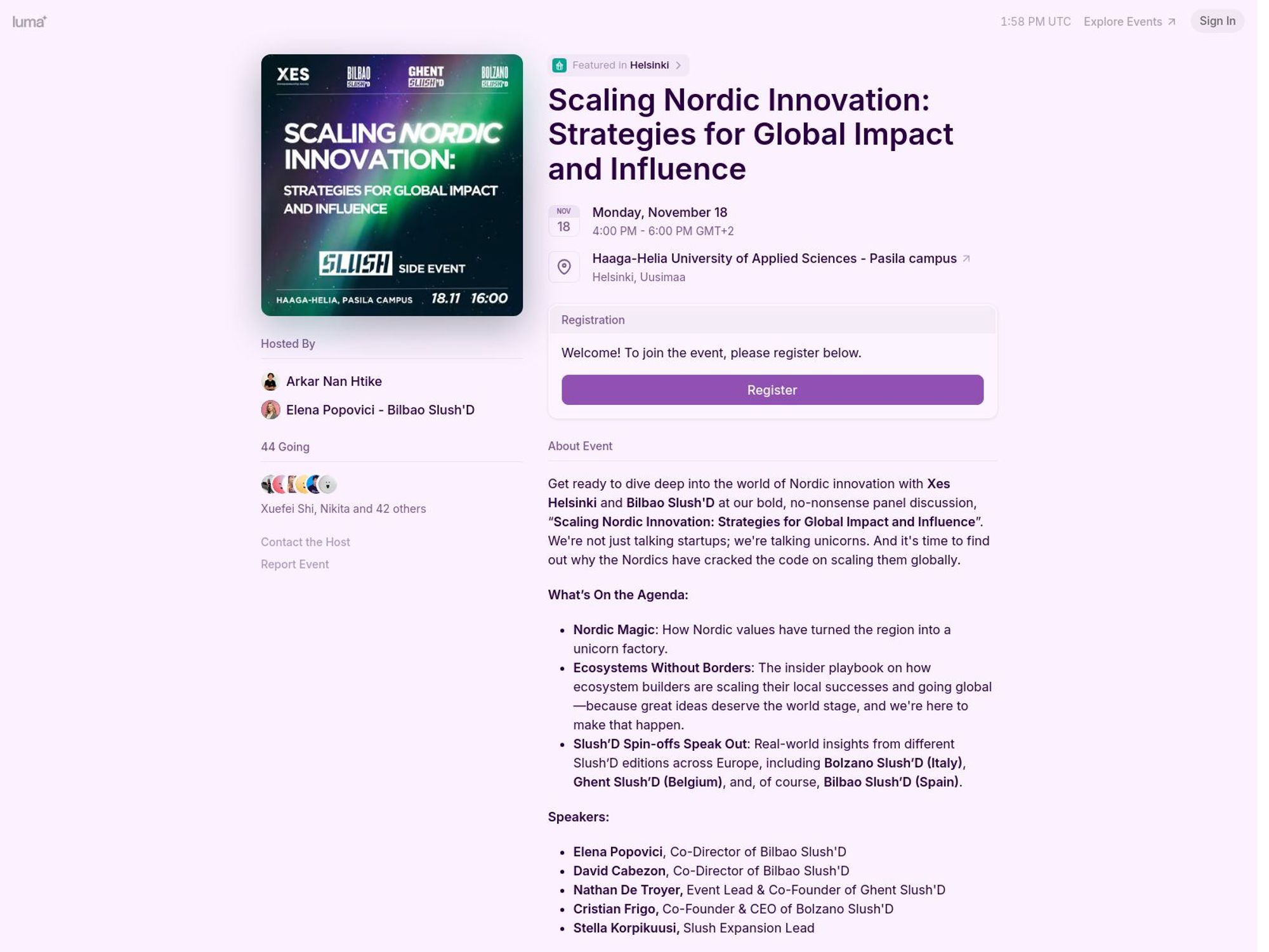 Scaling Nordic Innovation: Strategies for Global Impact and Influence - Slush 2024 Side Event screenshot