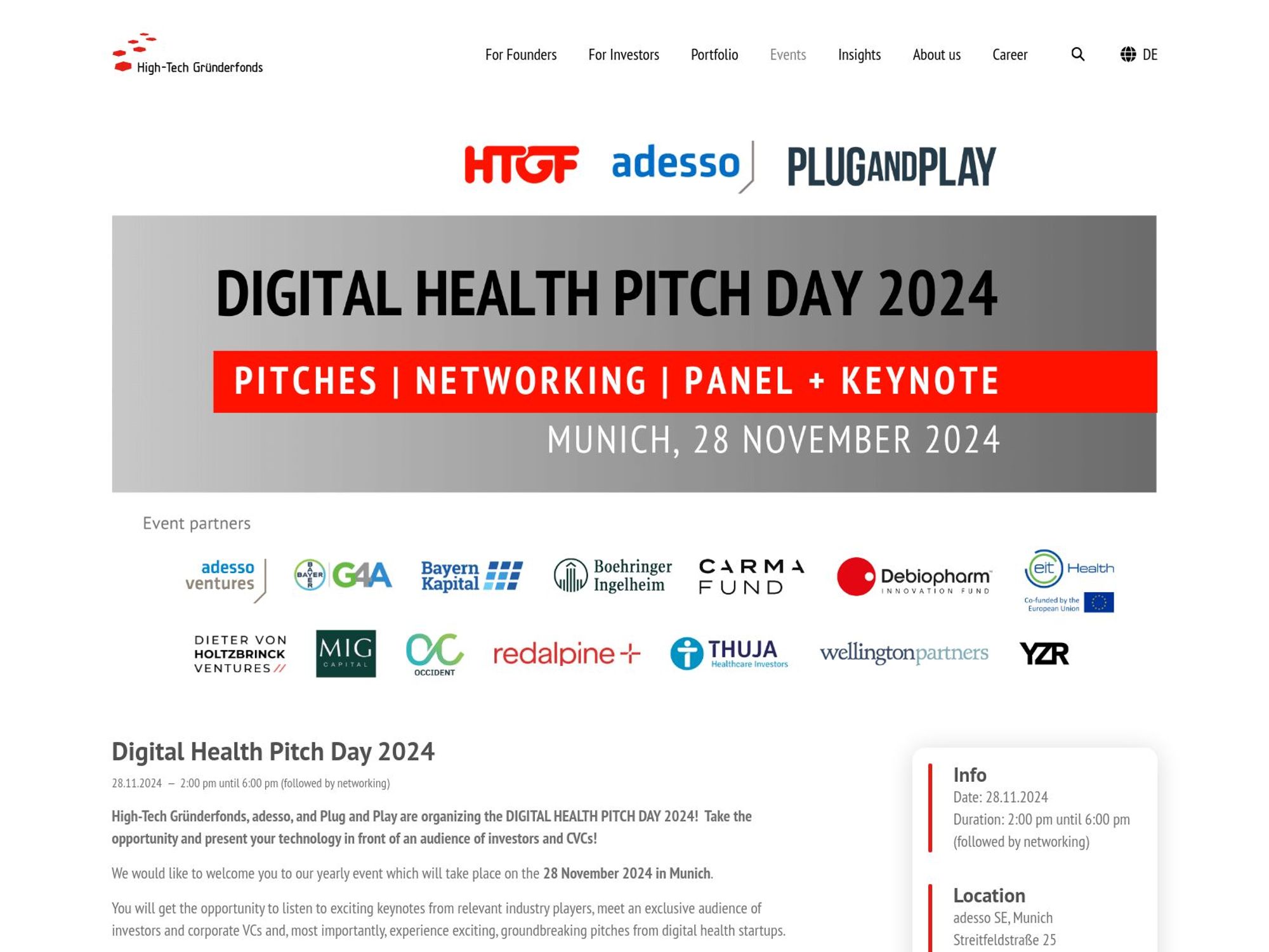 DHPD24 - Digital Health Pitch Day 2024 website