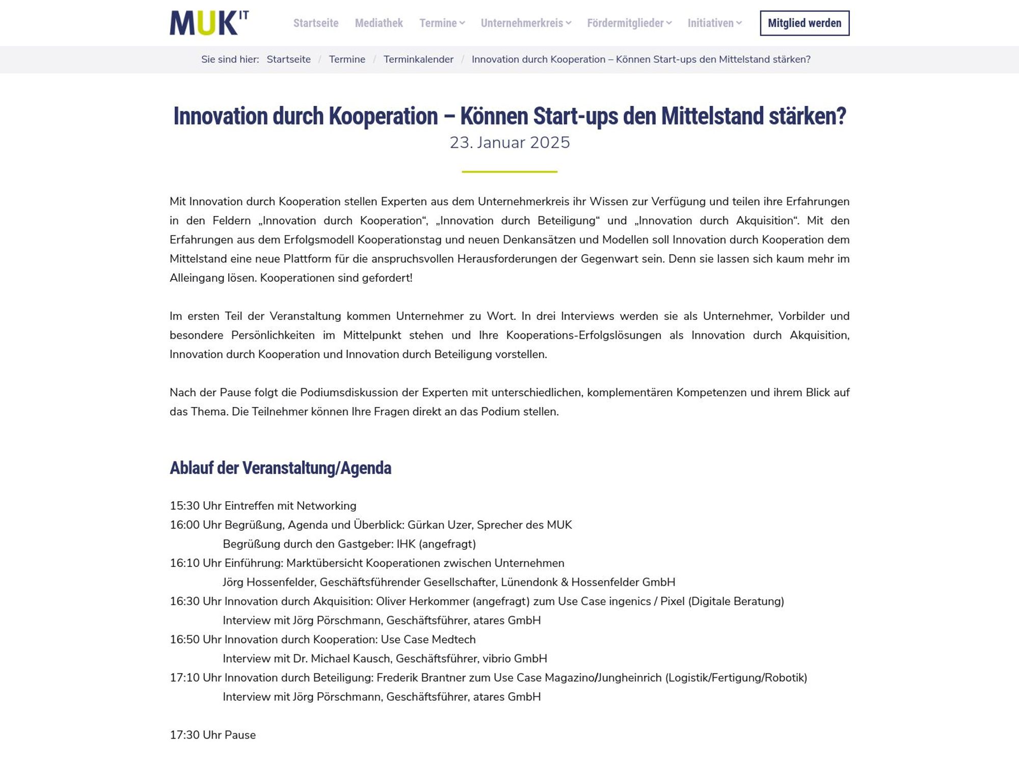 Innovation durch Kooperation – Können Start-ups den Mittelstand stärken? website