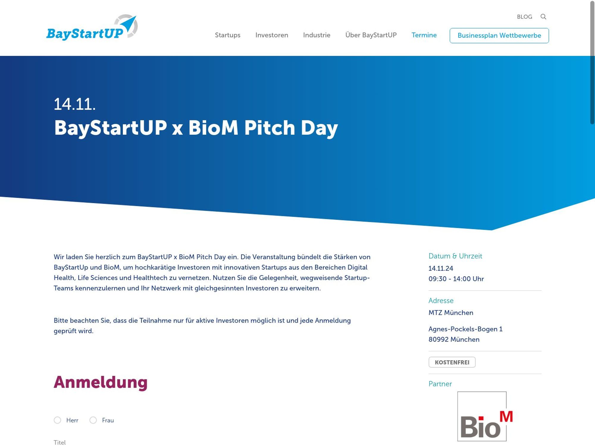 BayStartUP x BioM Pitch Day screenshot