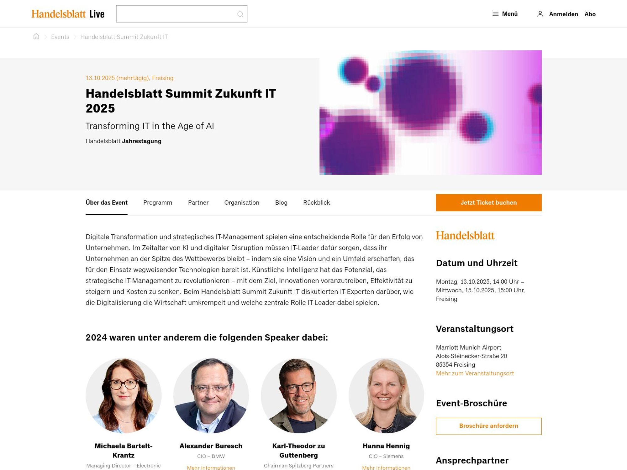 Handelsblatt Summit Zukunft IT 2025 website