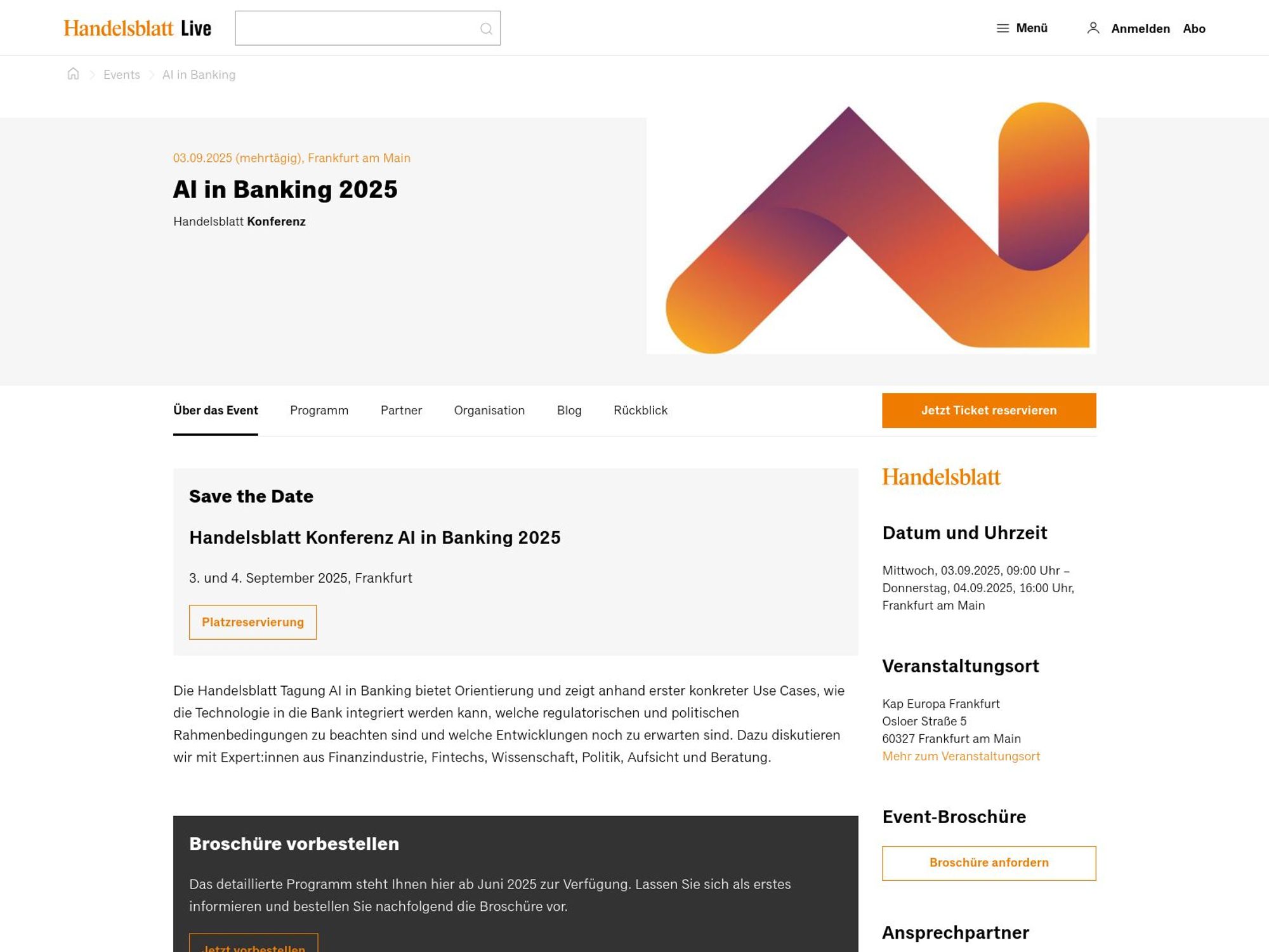 Handelsblatt Konferenz: AI in Banking 2025 website