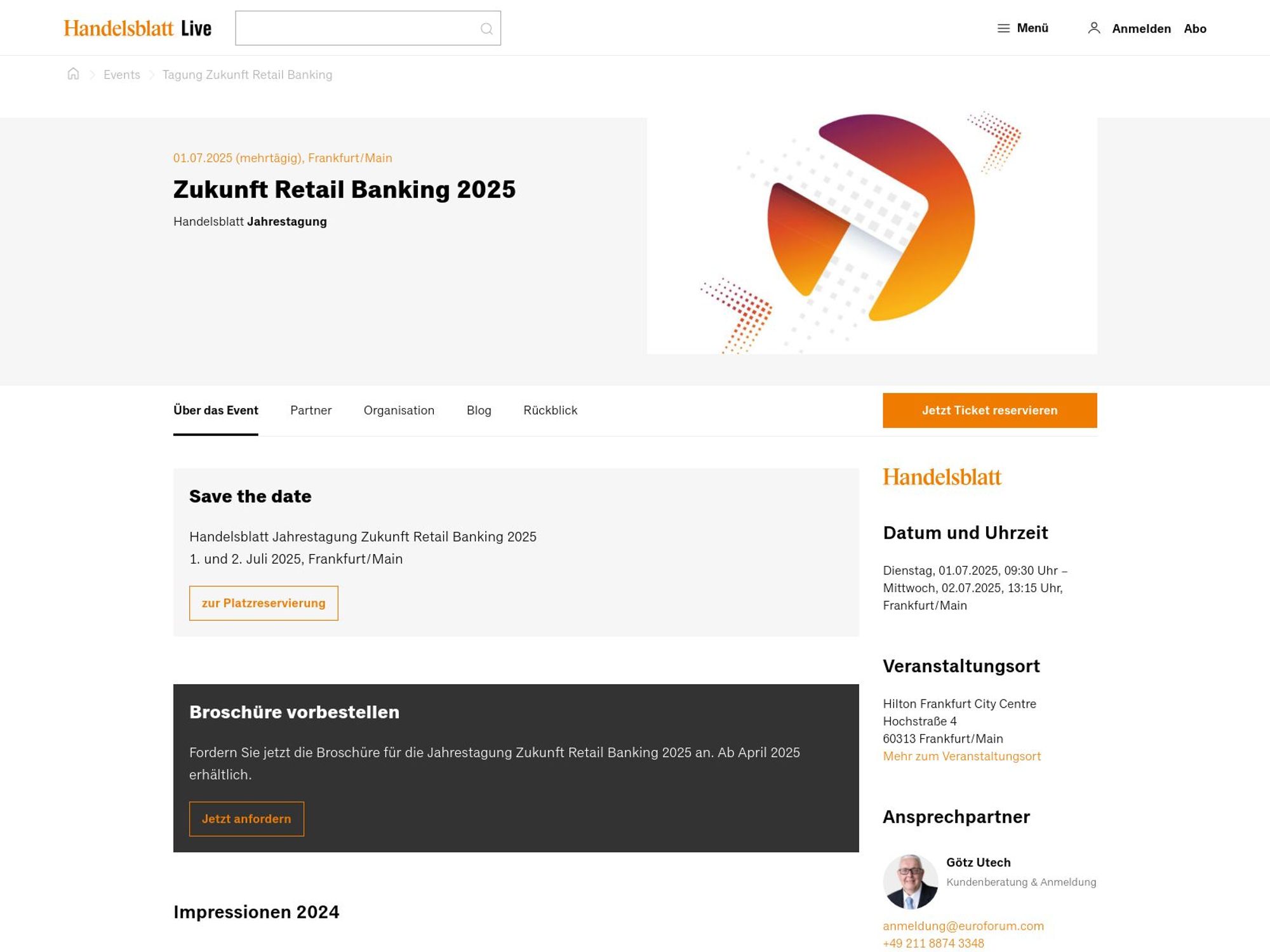 Handelsblatt Jahrestagung: Zukunft Retail Banking 2025 website