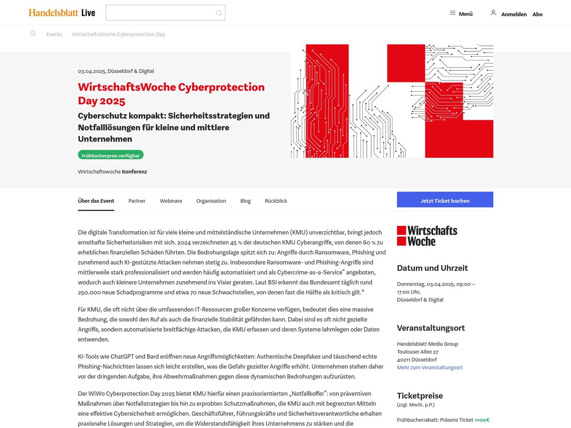 WirtschaftsWoche Cyberprotection Day 2025 website