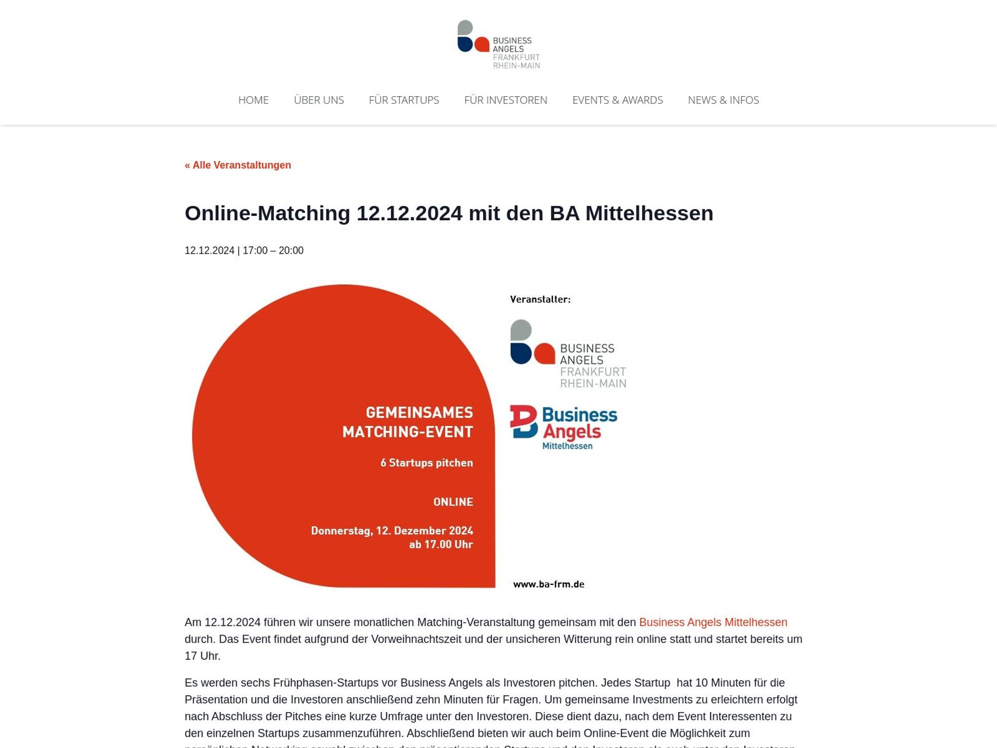 Online-Matching 12.12.2024 mit den BA Mittelhessen website