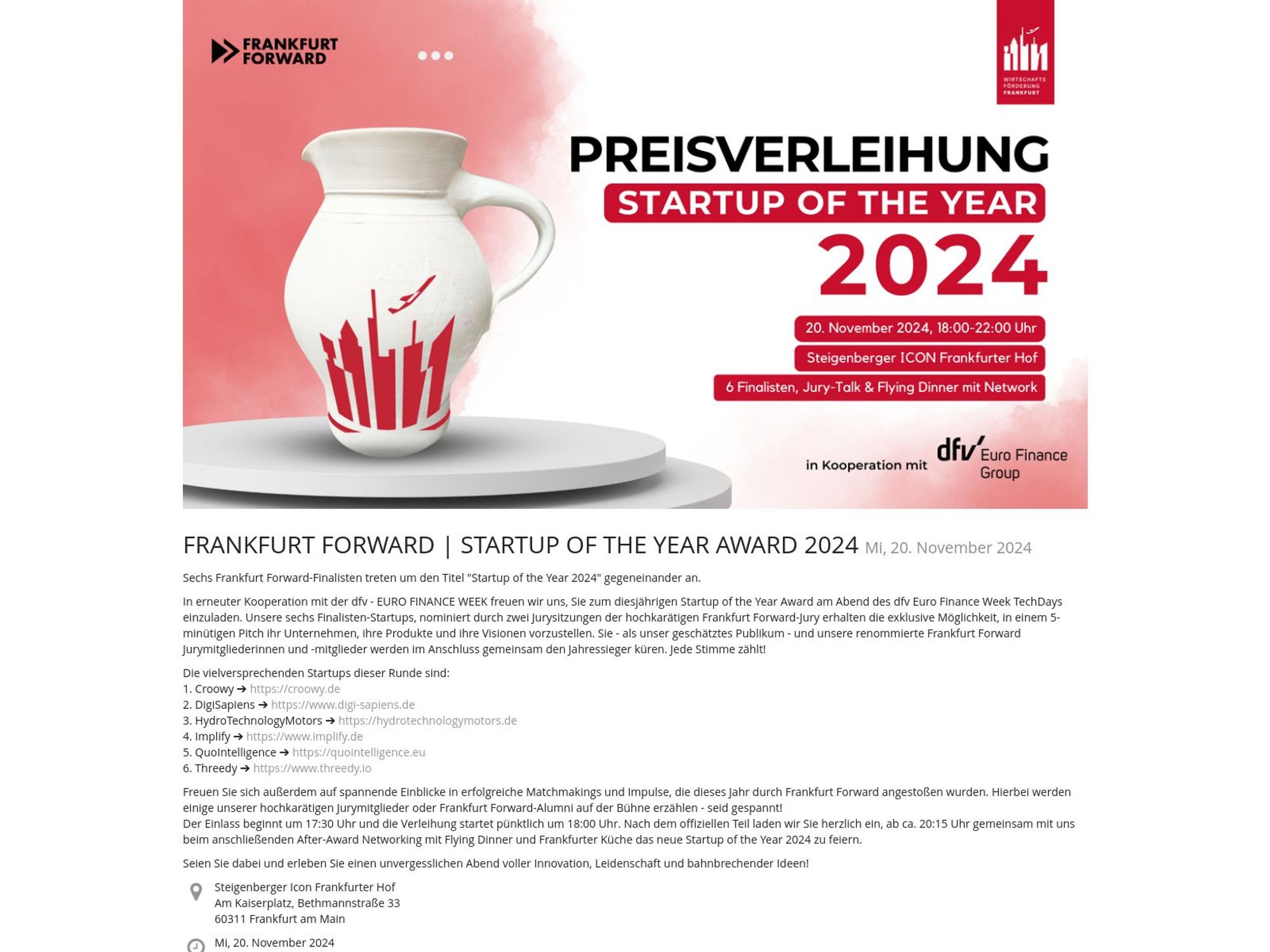 Frankfurt Forward - Startup of the Year 2024 screenshot