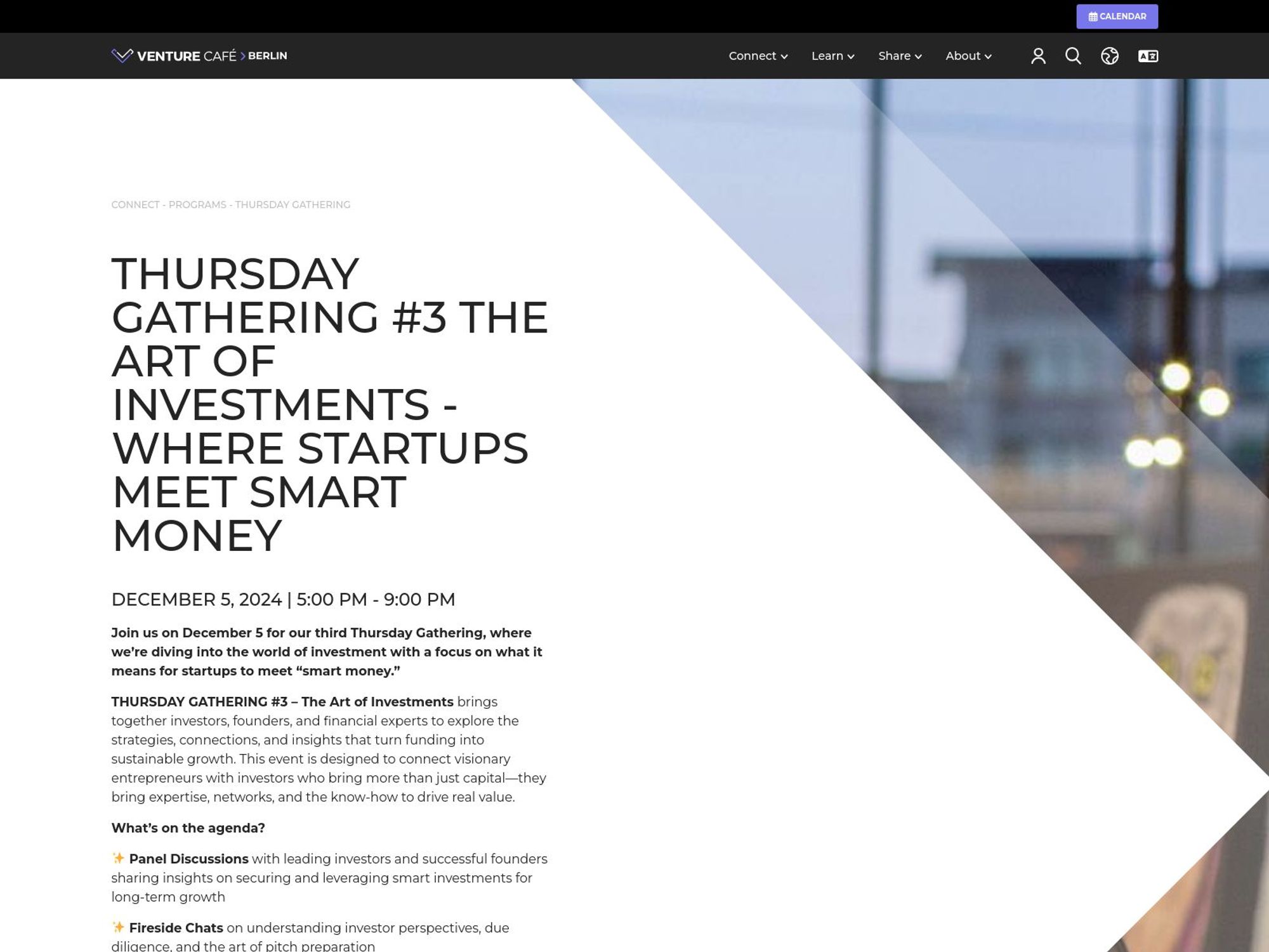 Thursday Gathering #3: The Art of Investments - Where Startups Meet Smart Money Sessions website