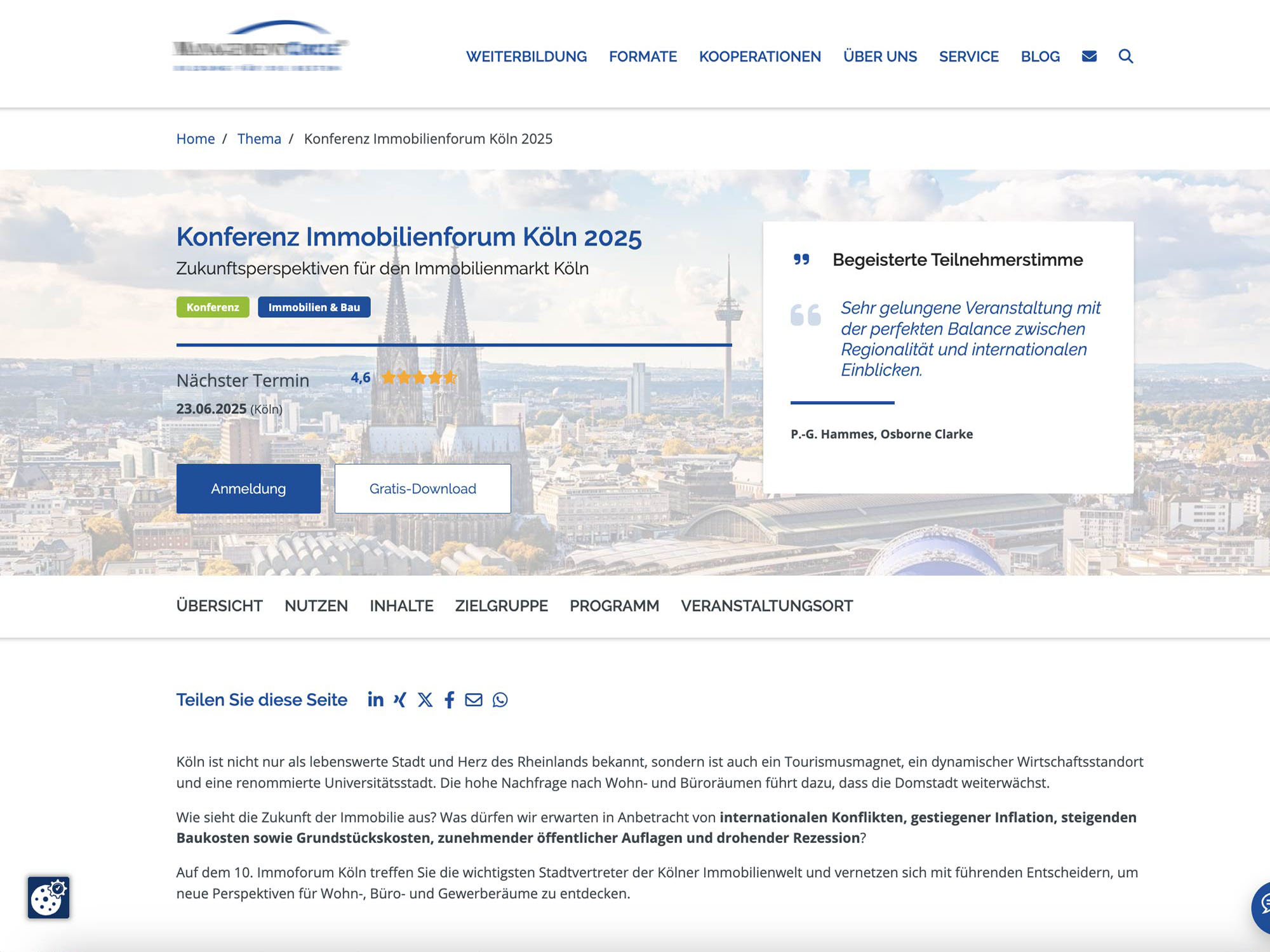 10. Immoforum Köln 2025 website