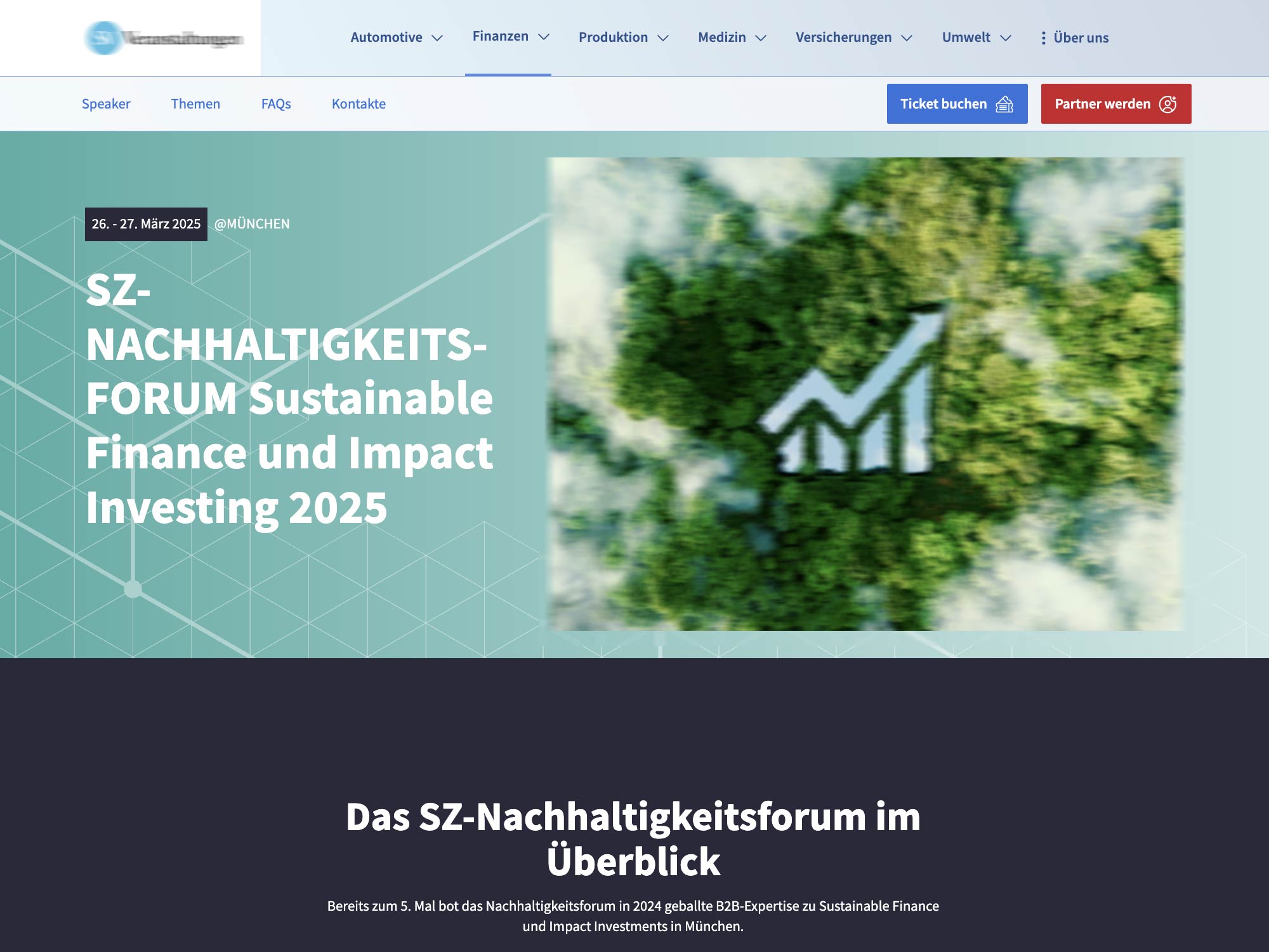 SZ-Nachhaltigkeitsforum: Sustainable Finance und Impact Investing 2025 website