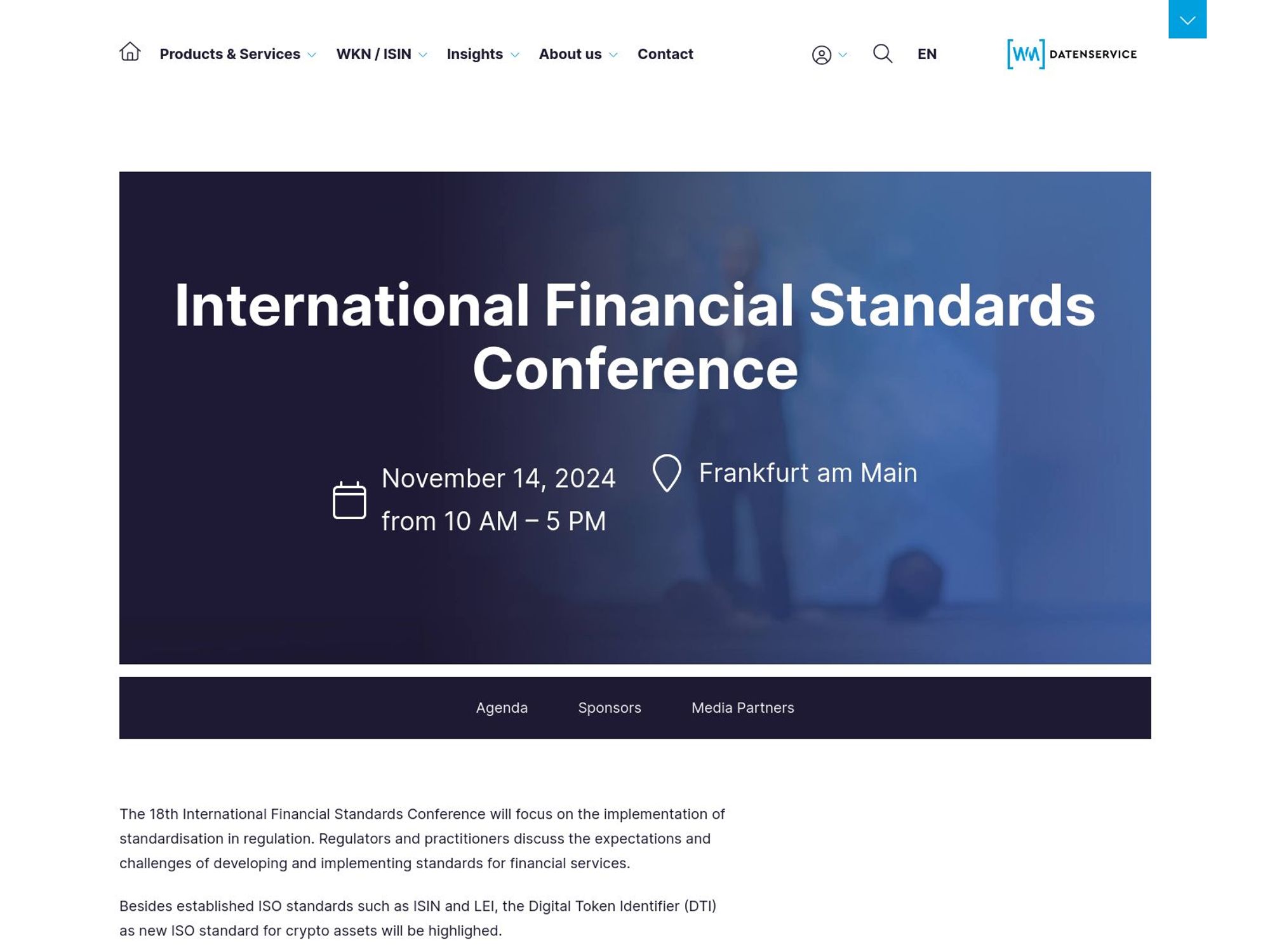 19th International Financial Standardisation Conference website