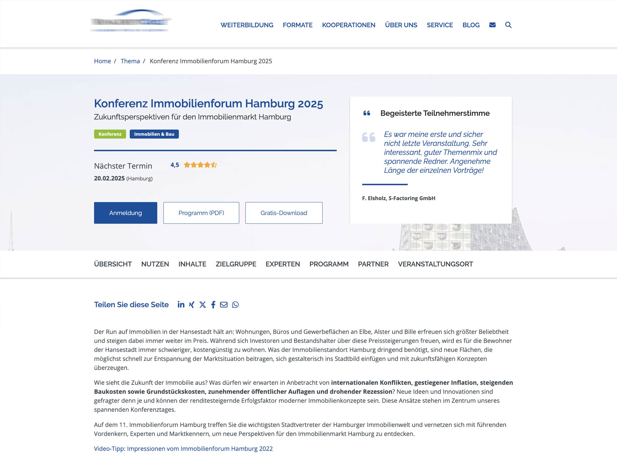 11. Immobilienforum Hamburg website