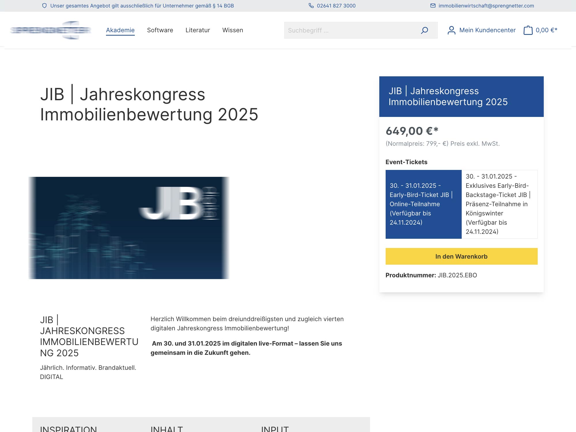 JIB - Jahreskongress Immobilienbewertung 2025 website