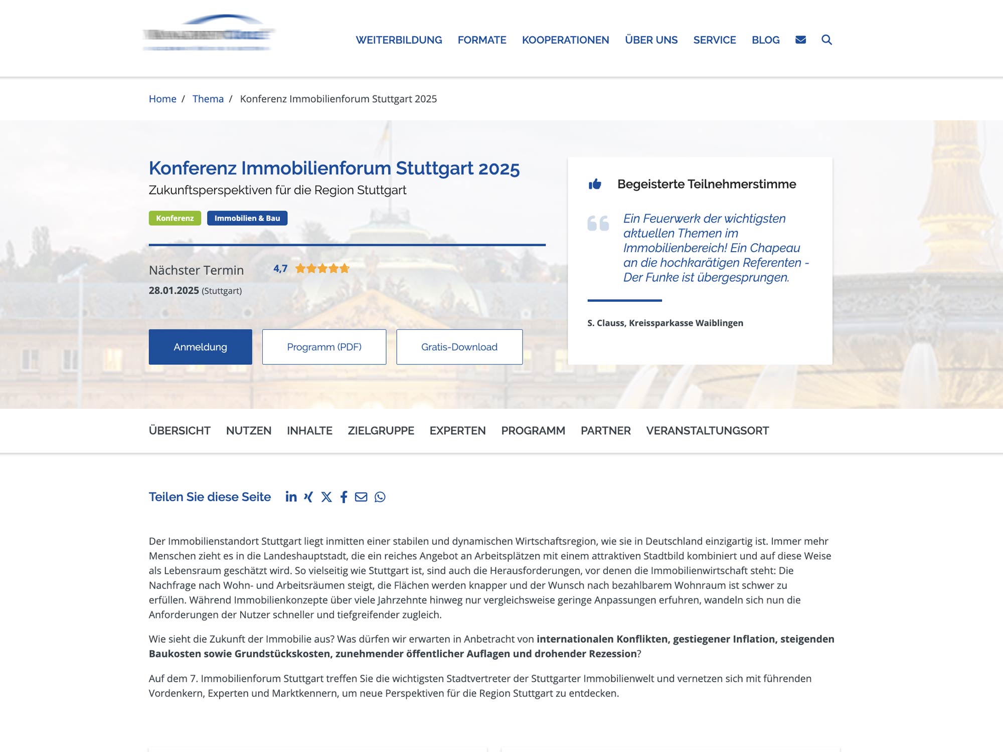 7. Immobilienforum Stuttgart website