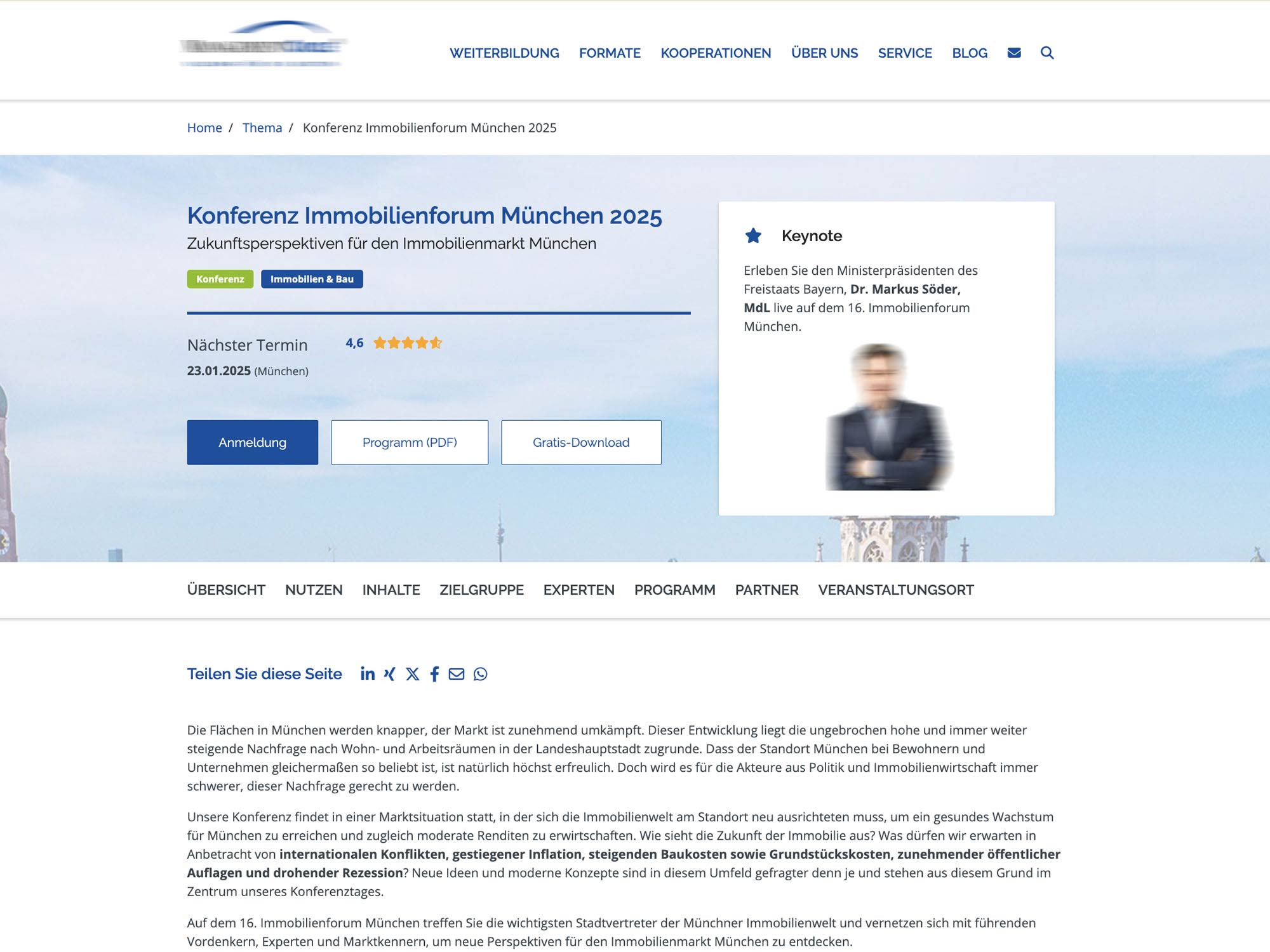 16. Immobilienforum München website