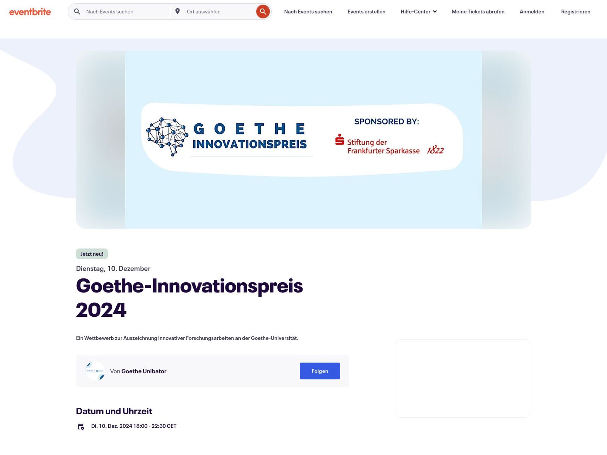 Goethe Innovation Prize 2024 website