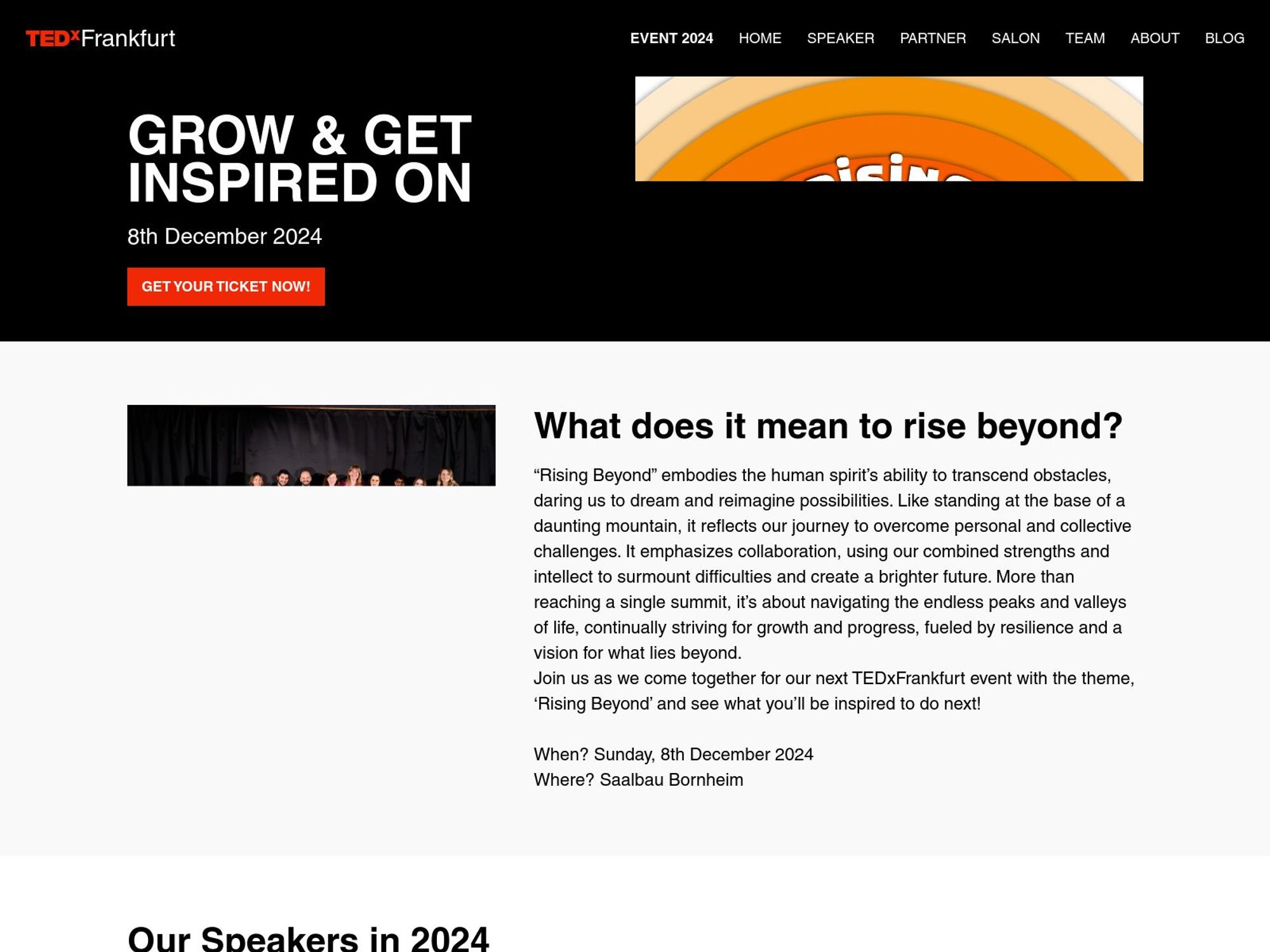 TEDx Frankfurt: Rise Beyond website