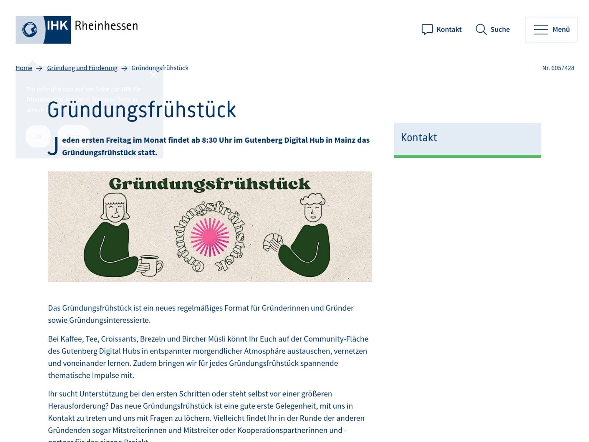 Gründungsfrühstück Mainz website