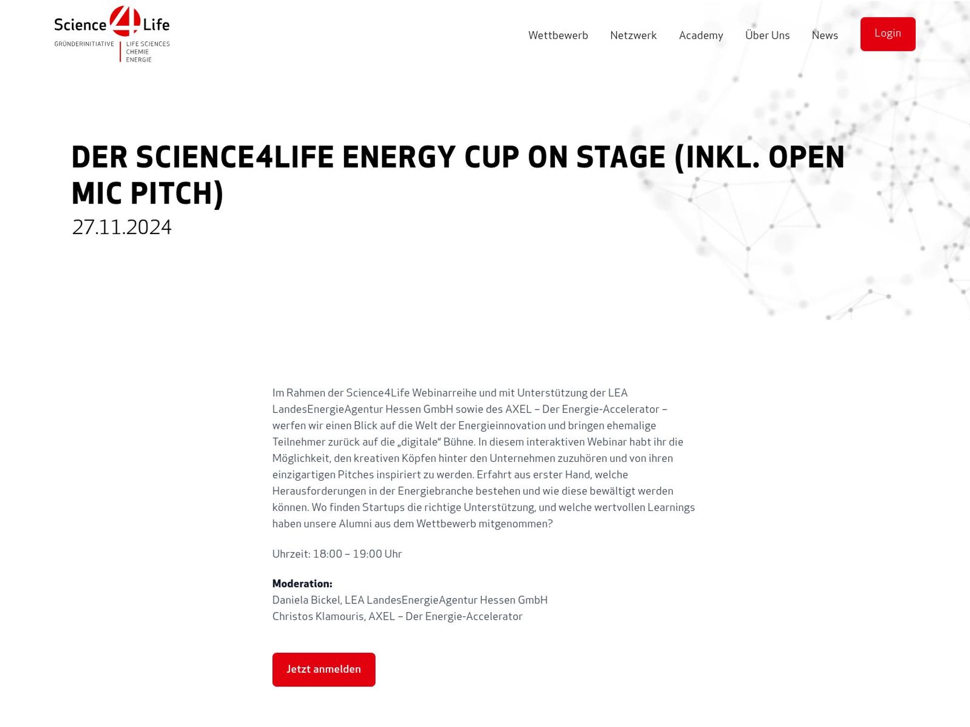 Der Science4Life Energy Cup on Stage (inkl. Open Mic Pitch) website