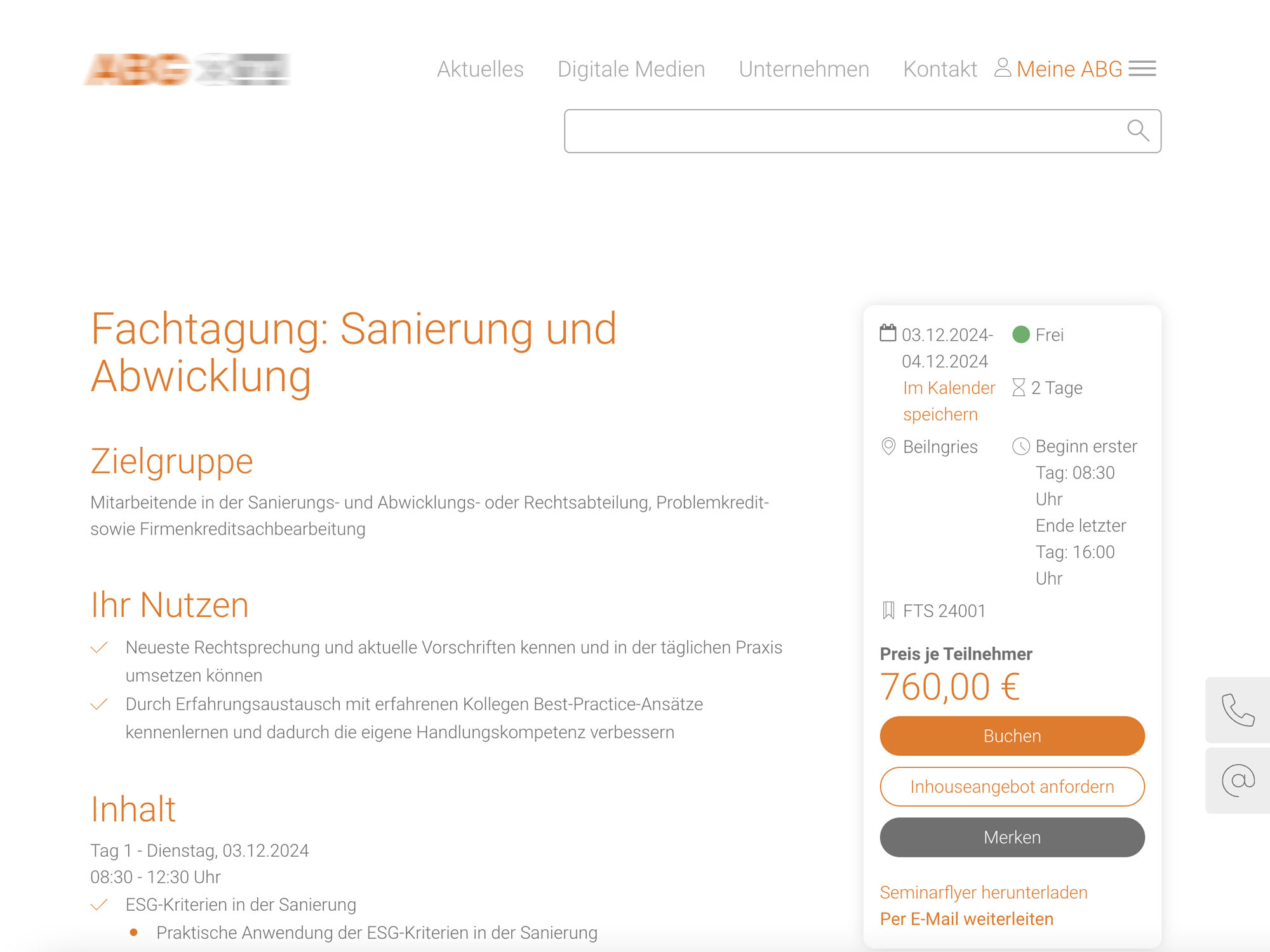 ABG: Fachtagung Sanierung und Abwicklung website