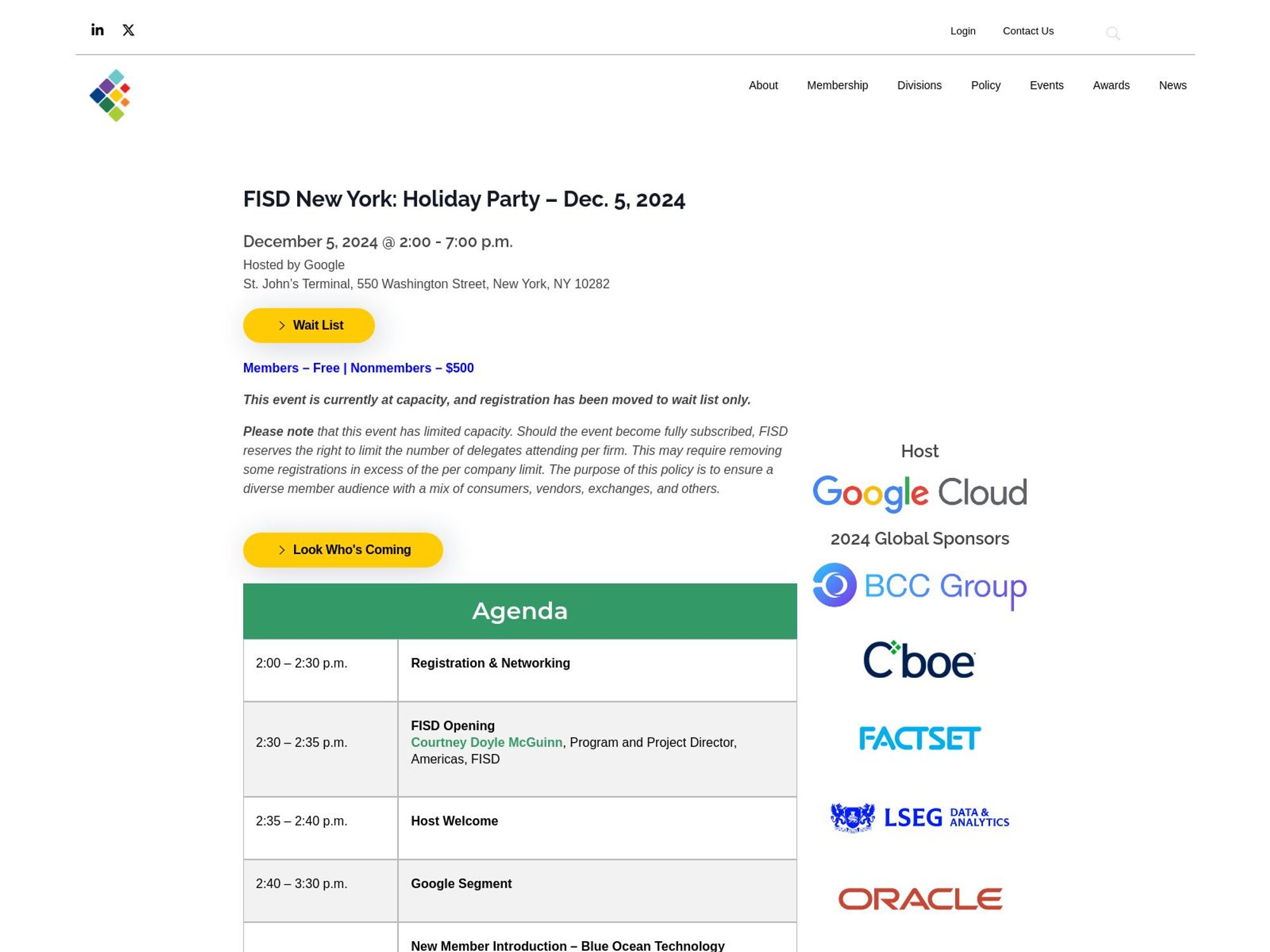 FISD New York: Holiday Party website