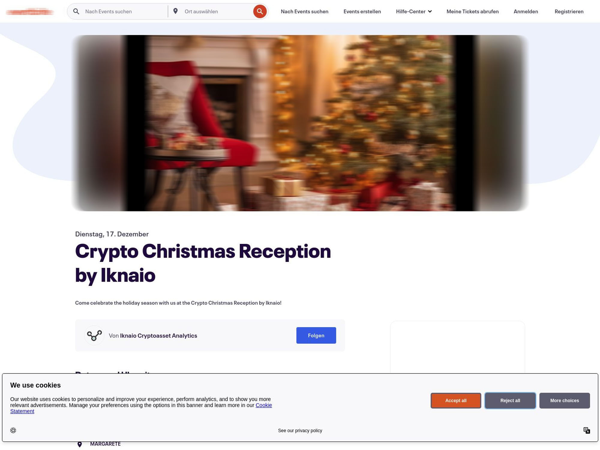 Crypto Christmas Reception by Iknaio website