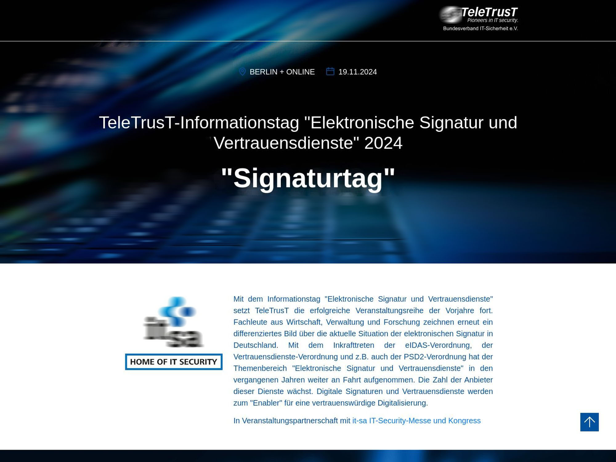 TeleTrusT-Informationstag "Elektronische Signatur und Vertrauensdienste" 2024 screenshot