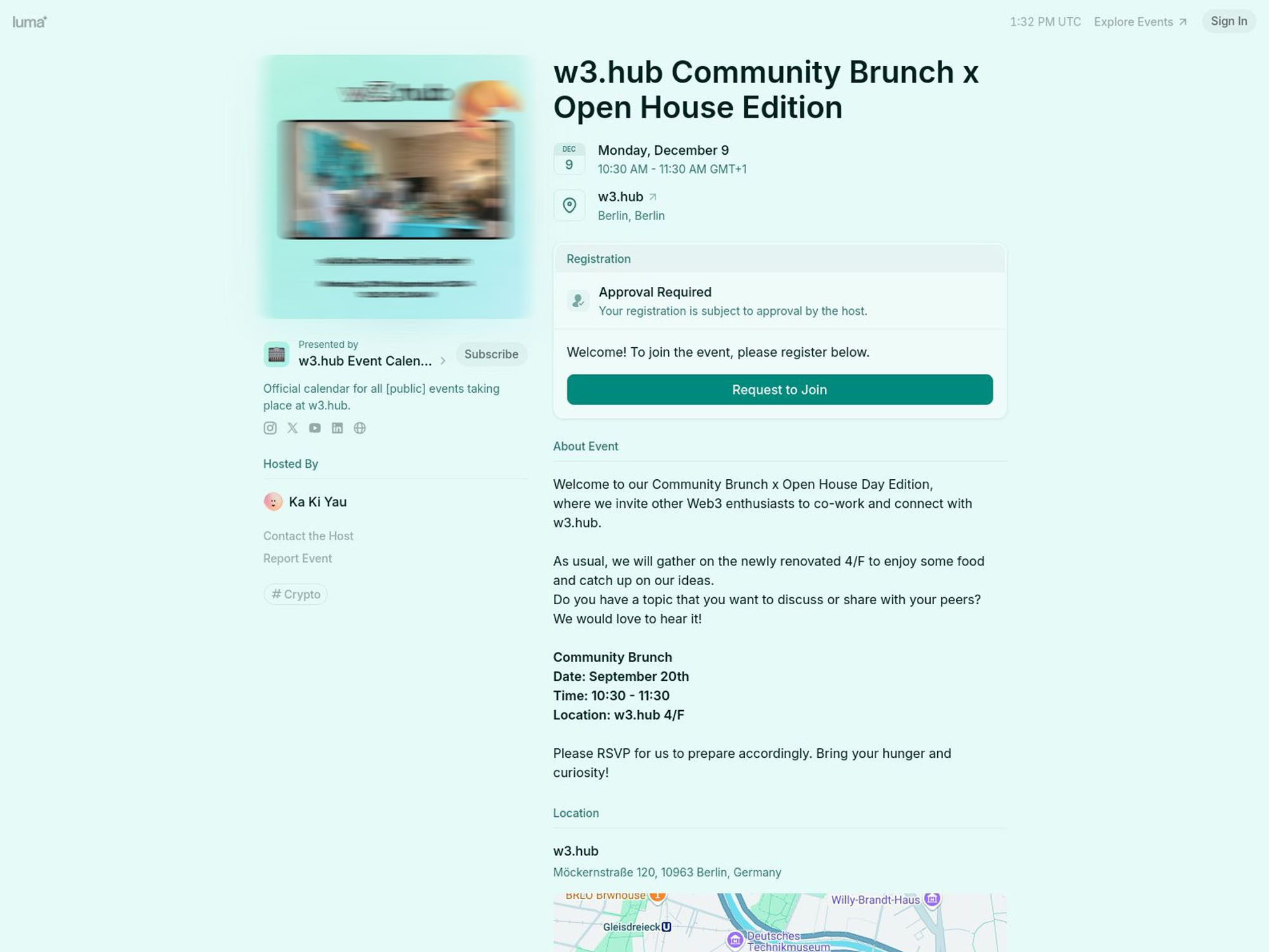 w3.hub Community Brunch x Open House Edition website