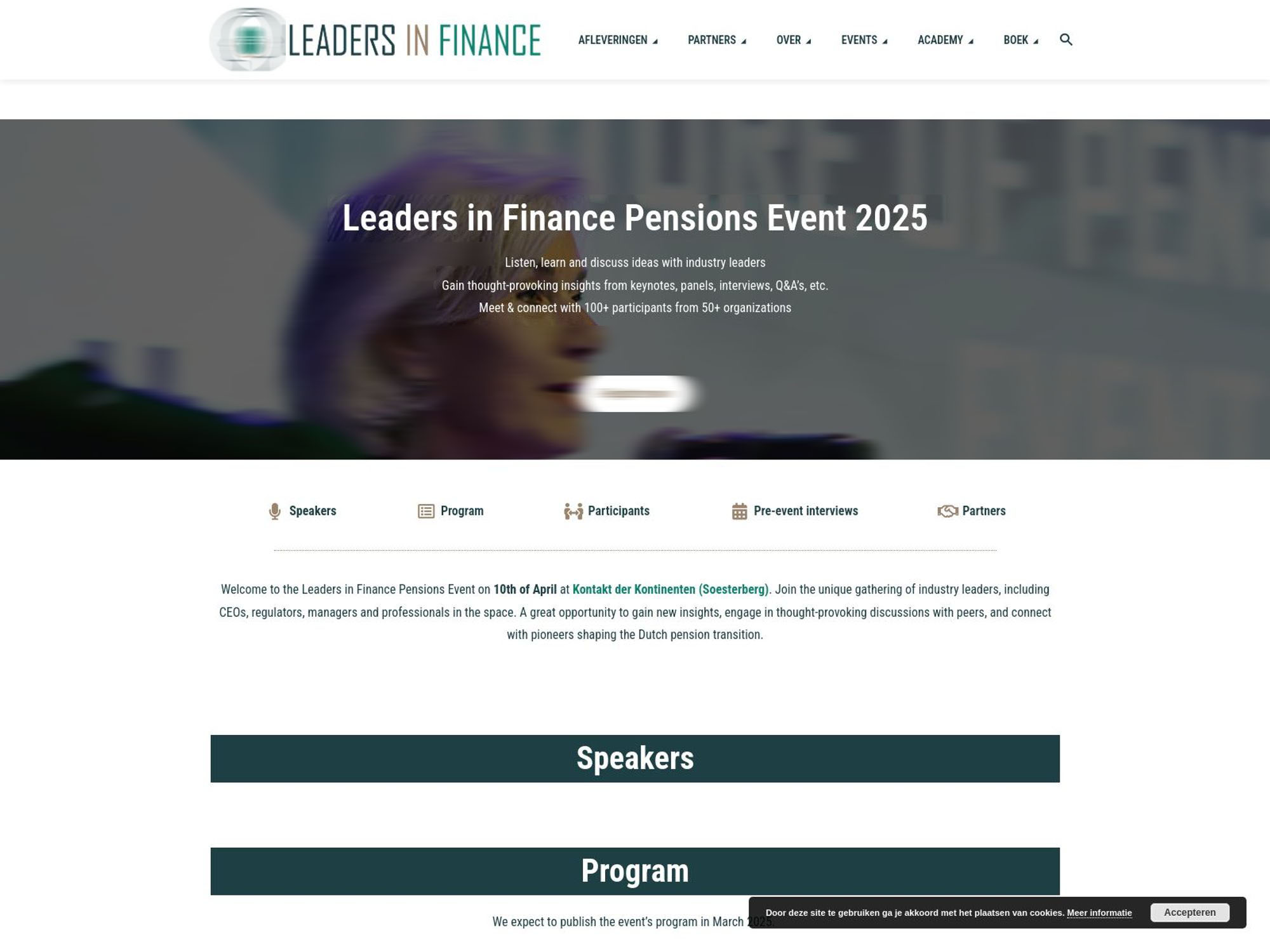 Leaders in Finance Pensions Event 2025 website