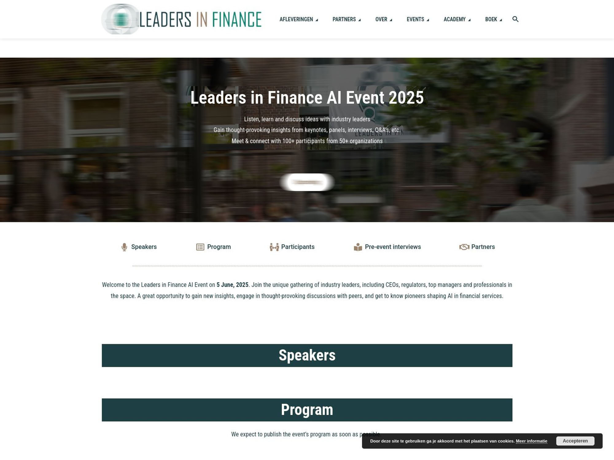 Leaders in Finance AI Event 2025 website