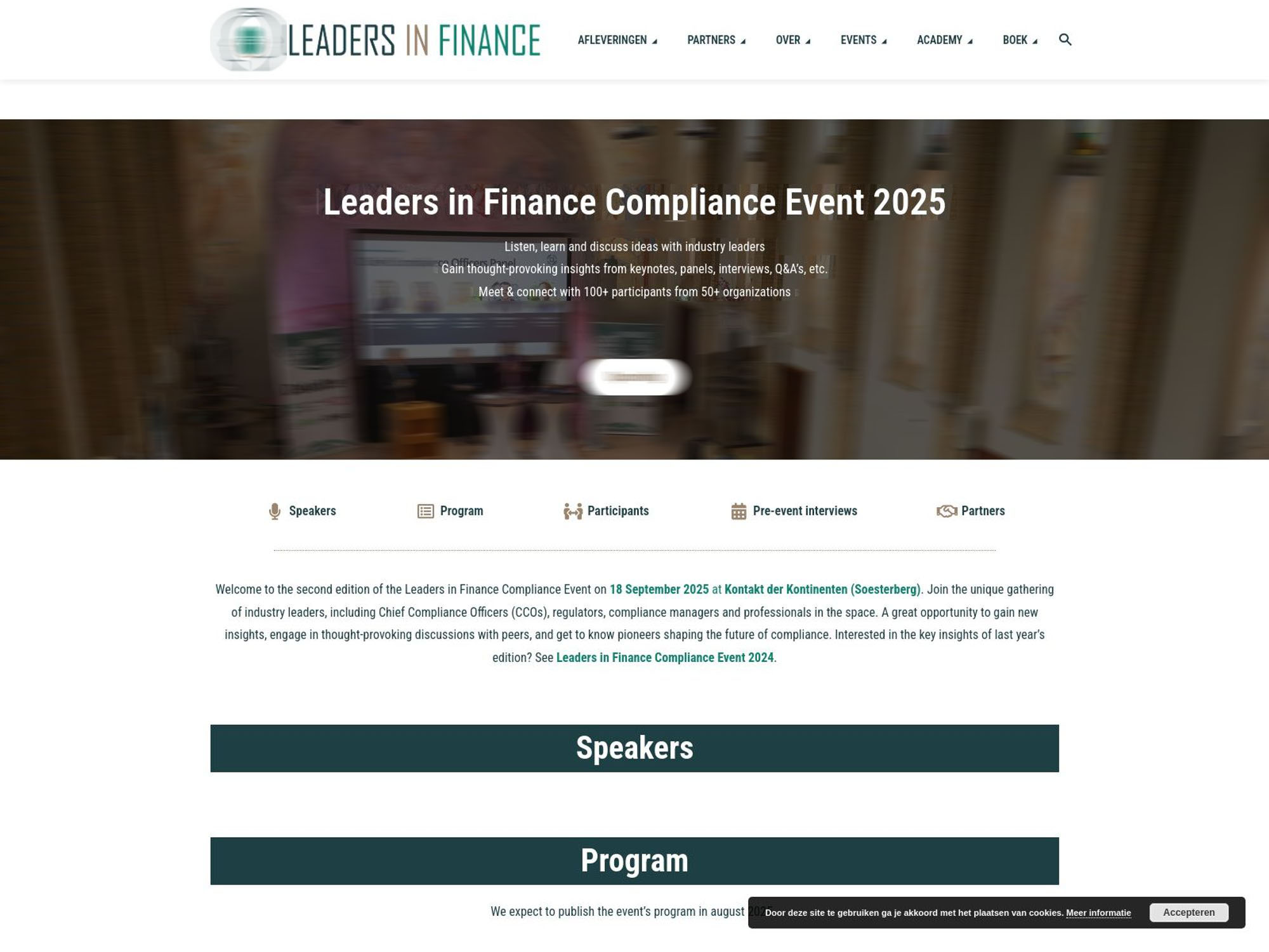 Leaders in Finance Compliance Event 2025 website