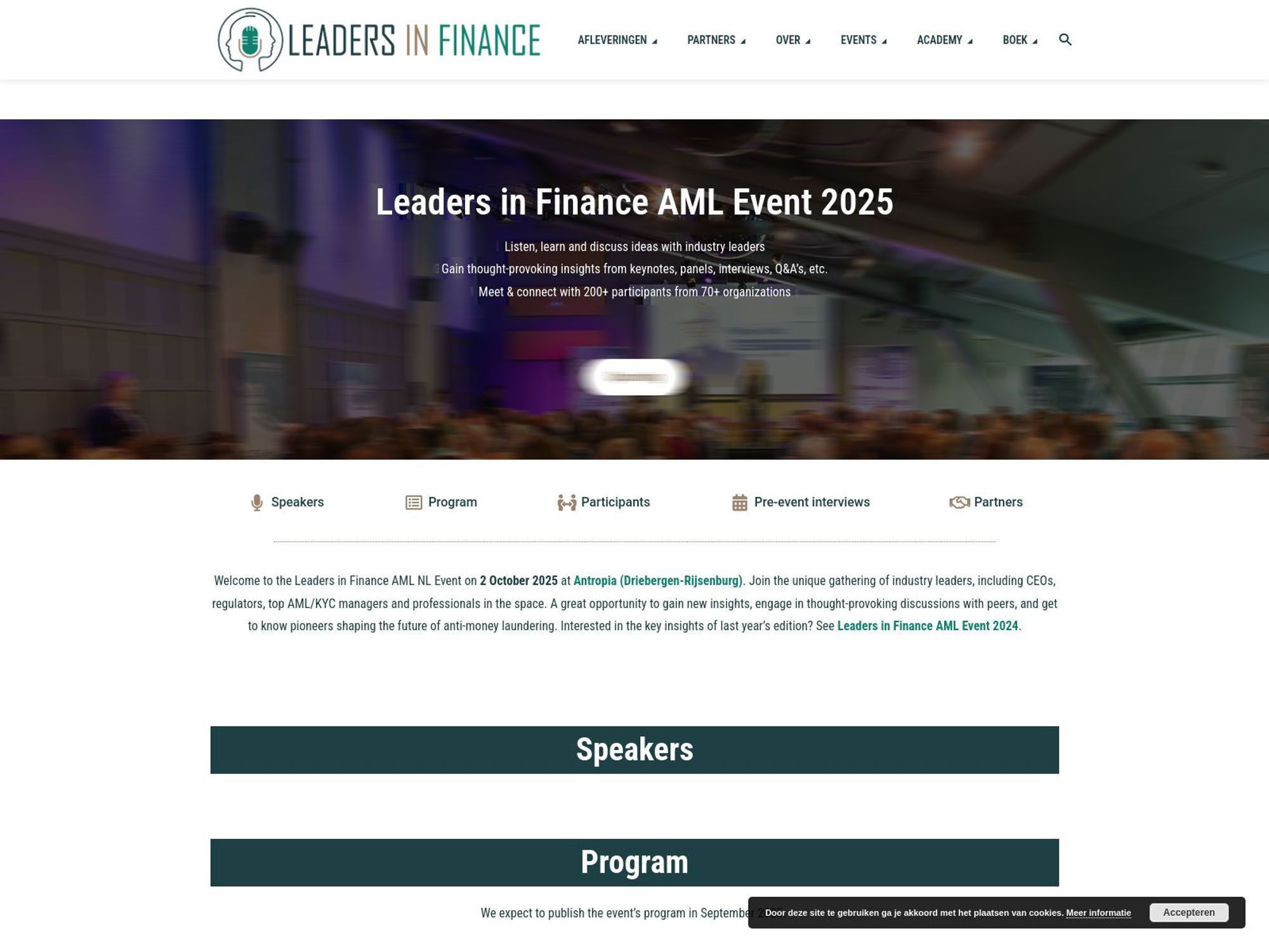 Leaders in Finance AML Event 2025 website