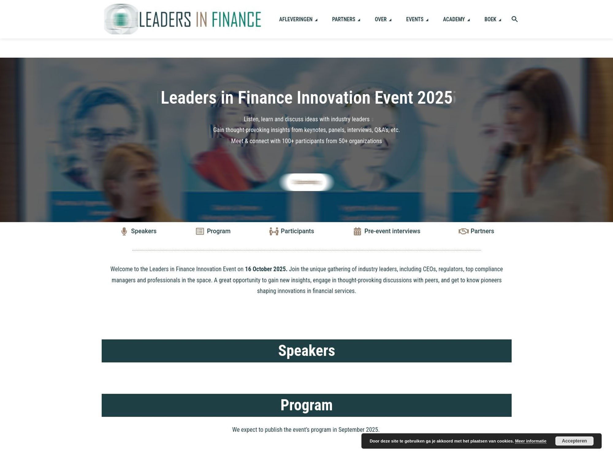 Leaders in Finance Innovation Event 2025 website