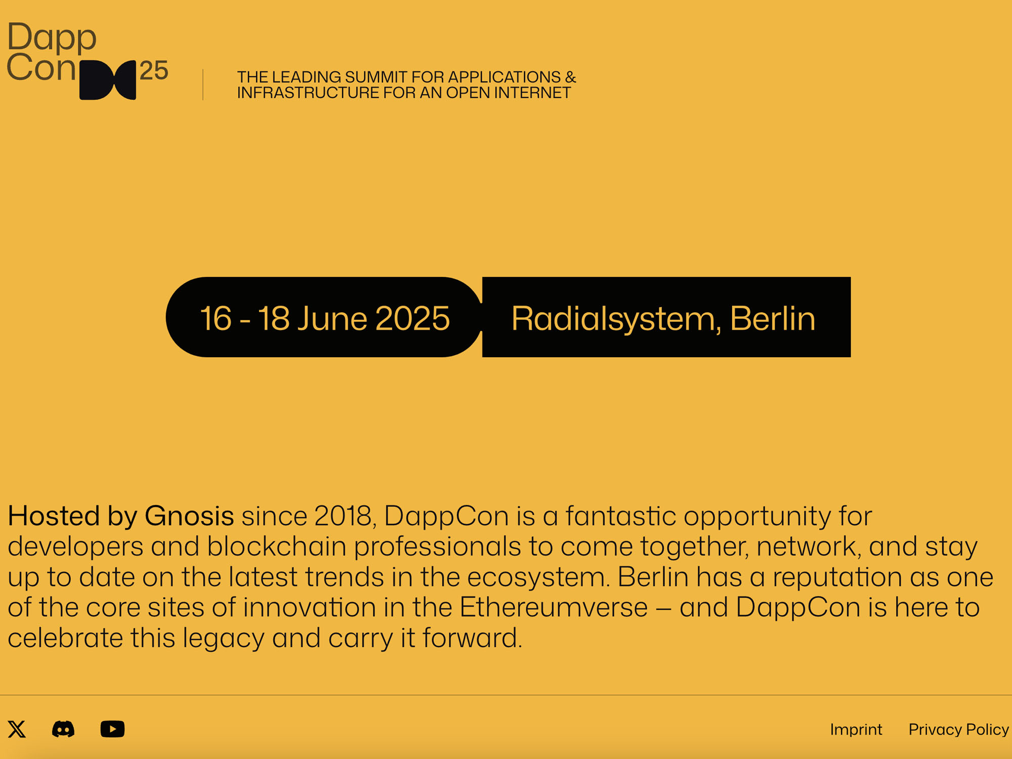 DappCon 25 - Gnosis Dappcon 2025 website