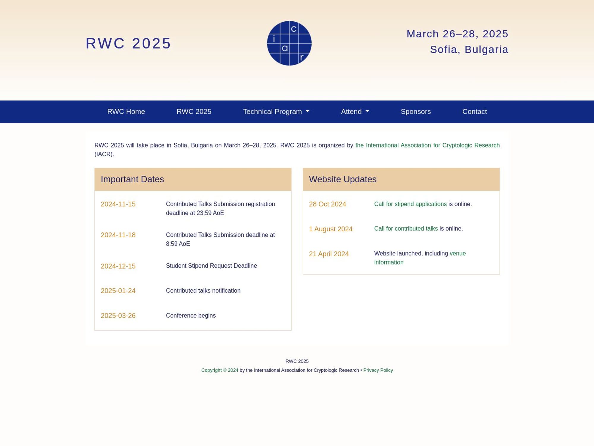 RWC 2026 - Real World Crypto Symposium website