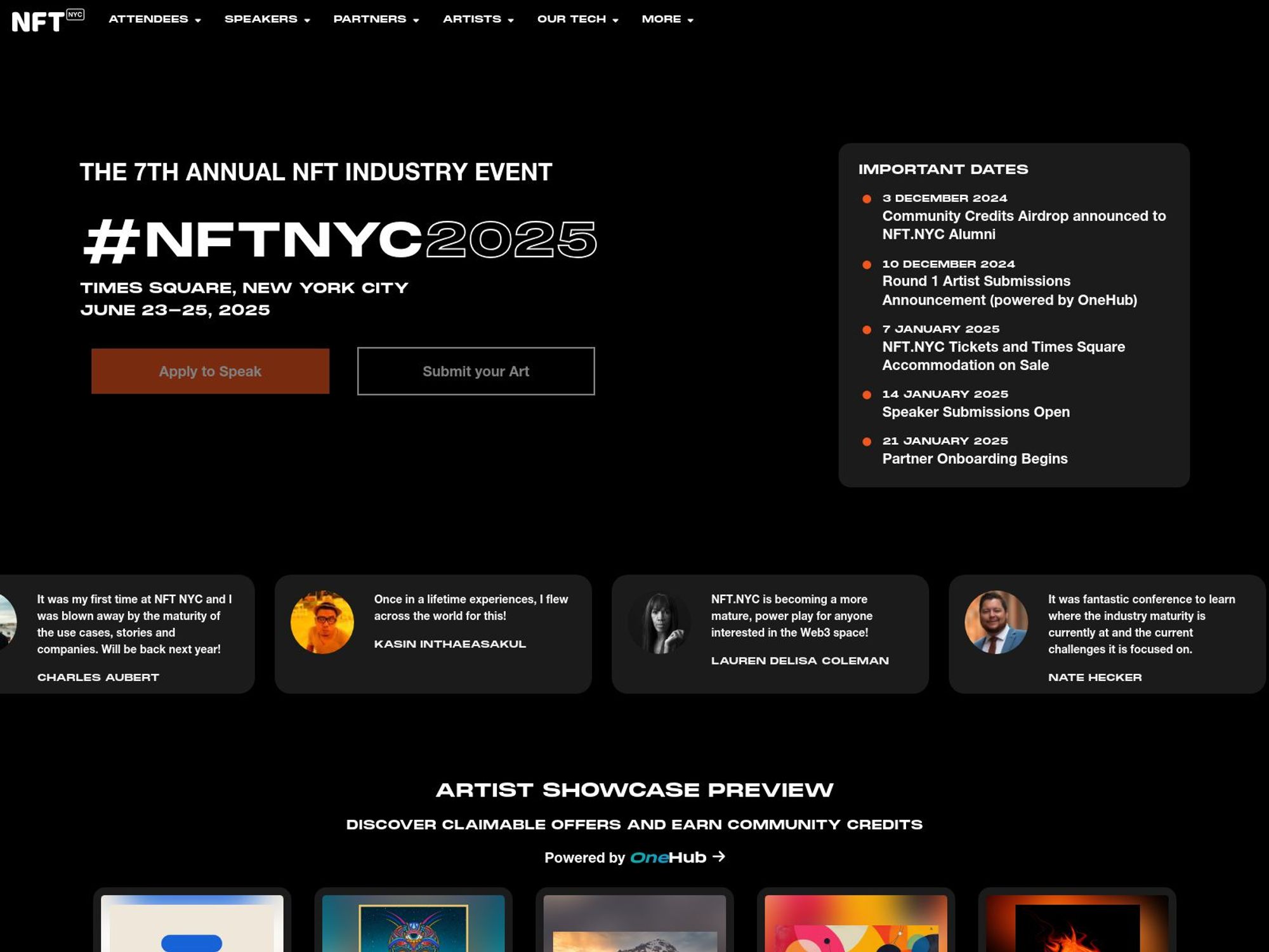 NFT NYC 2025 screenshot