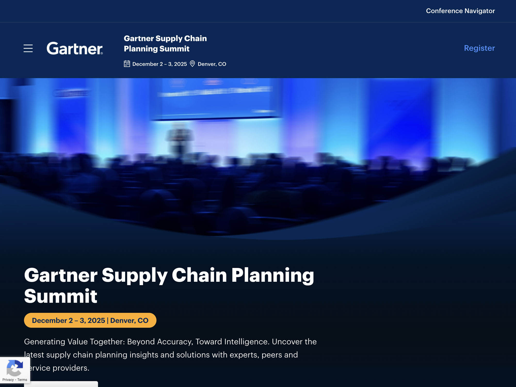 Gartner Supply Chain Planning Summit screenshot