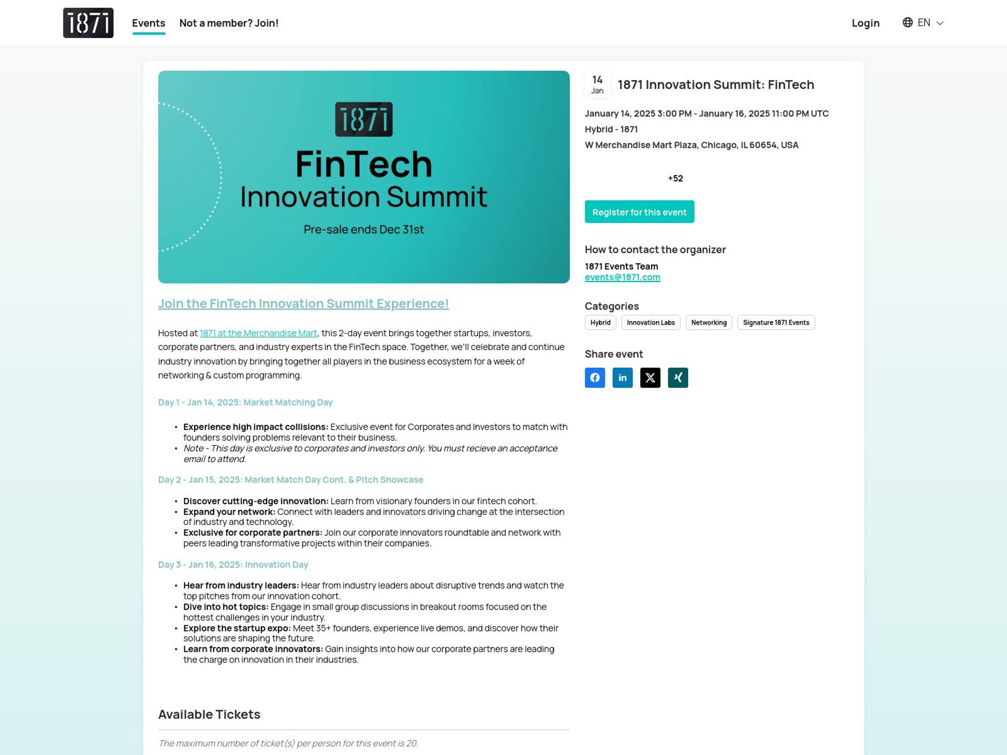 1871 FinTech Innovation Summit screenshot