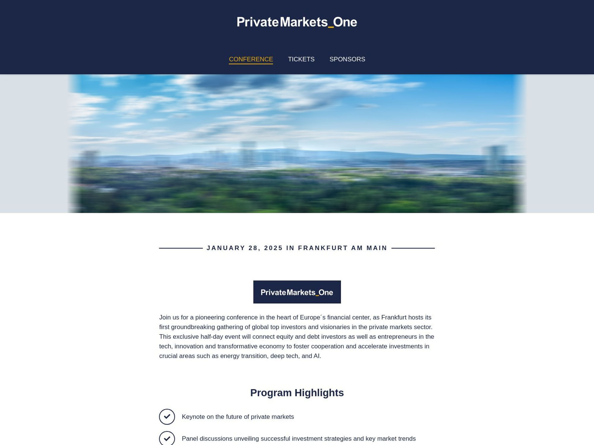 PrivateMarkets_One 2025 screenshot