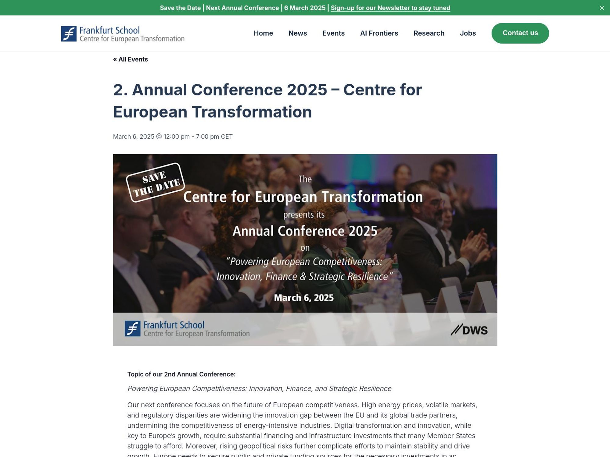 2. Annual Conference 2025 – Centre for European Transformation screenshot